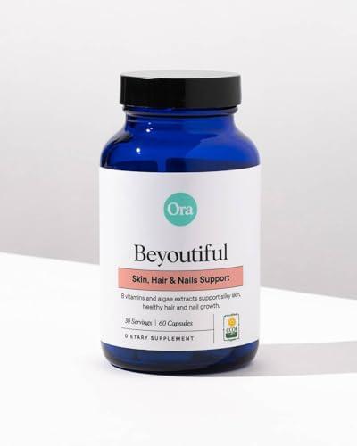 Ora Organic Ora Organic Hair, Skin, and Nails Support- BeYouTiful - Beauty Supplement with B Vitamins and Algae Extracts for Healthy Hair and Skin - 60 Vegan Capsules
