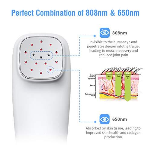 SINORIKO Red Light Therapy Device for Shoulder Back Knee Joint Muscle Pain Relief, 13pcs x 650nm + 3pcs x 808nm, 4 Power + 4 Timer, Handheld Cold Laser Therapy Device for Dogs Pet Horse
