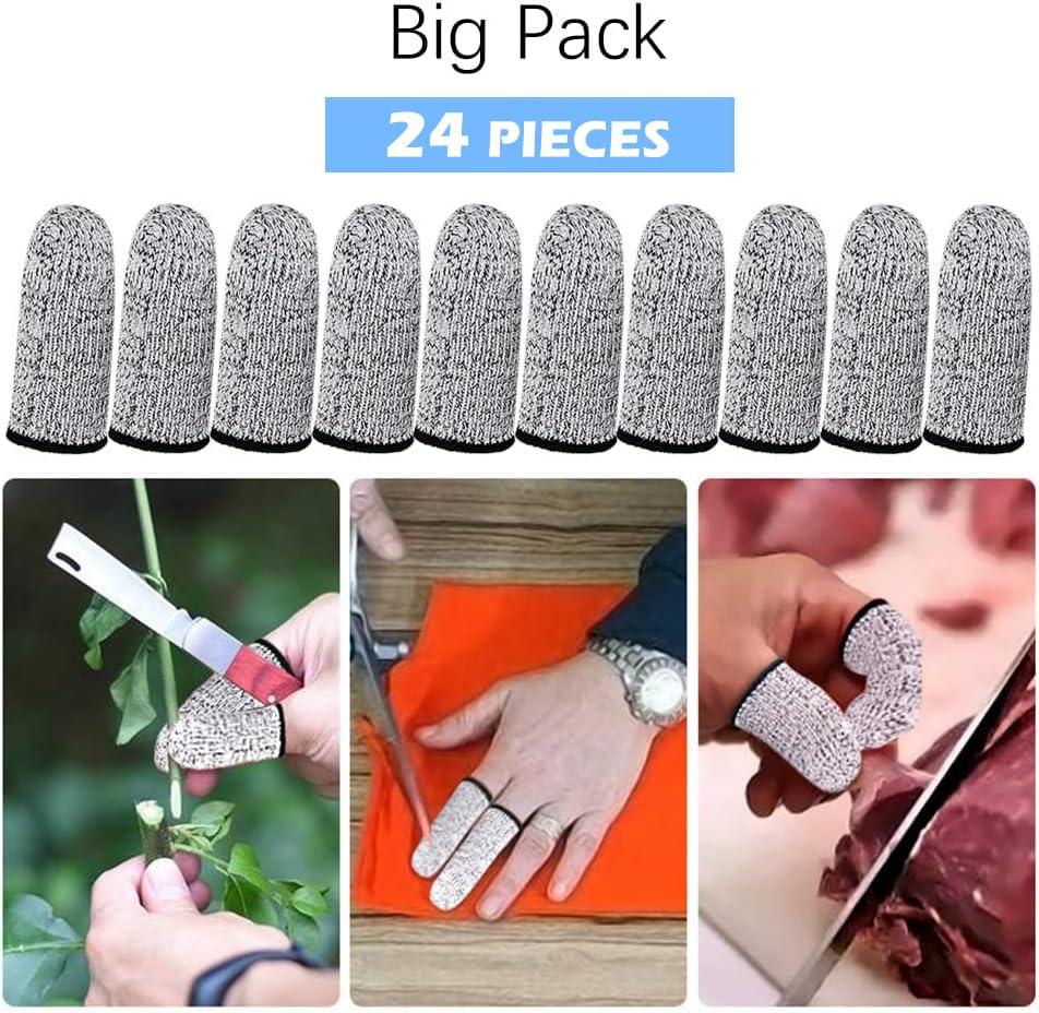 Elfzone Elfzone Finger Cots Cut Resistant Protector (24 Pcs) - 6.5cm Only - Finger Covers for Cuts, Gloves Life Extender, Cut Resistant Finger Protectors for Kitchen, Work, Sculpture, Anti-Slip, Reusable