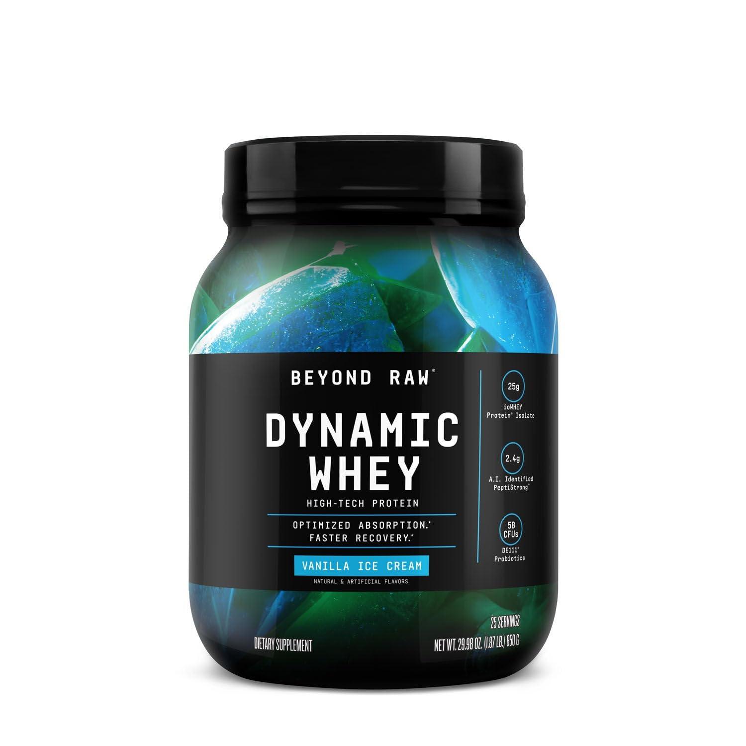 BEYOND RAW BEYOND RAW Dynamic Whey | High-Tech Protein | Optimized Absorption and Faster Recovery | Vanilla Ice Cream | 25 Servings