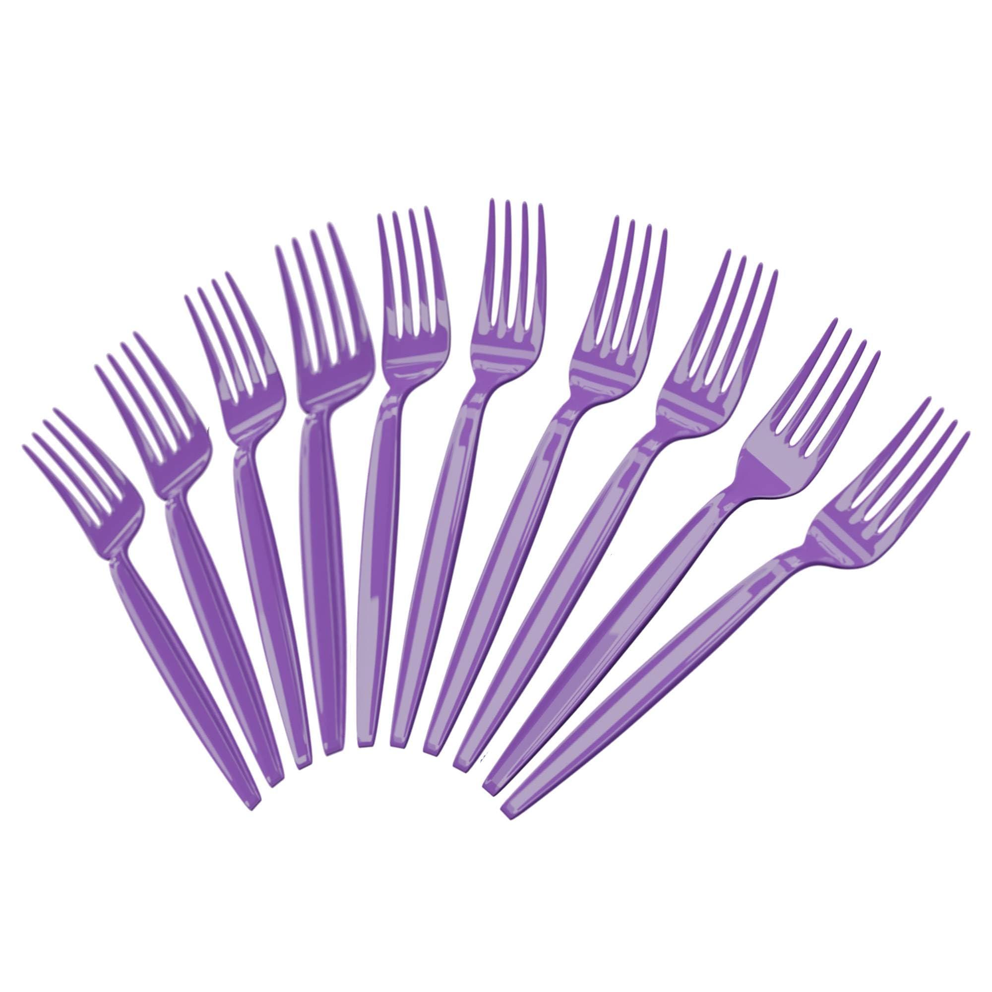 Blue Orchards Purple Plastic Forks (24 Pack) - Purple Forks for Parties, Lightweight Plasticware, Colored Plastic Forks, Plastic Utensils, Disposable Cutlery for Occasions, Party Plastic Forks, Blue Orchards
