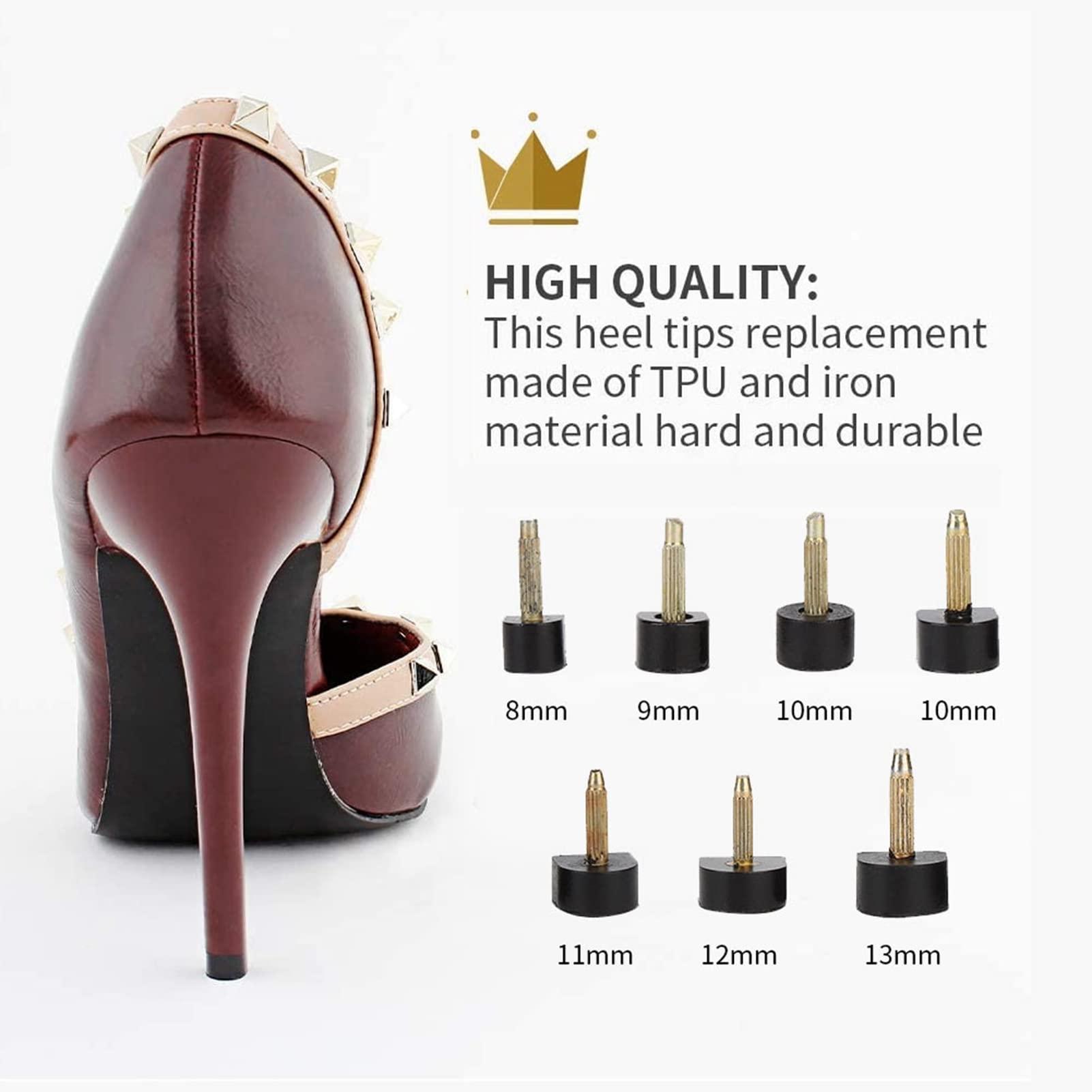 Gavigain 42 Pairs Shoe Repair Stiletto Replacement Heels Tips, High Heel Protector & Heel Repair Tips, Non Slip Heel Tips for Women High Heel Shoes, 7 Different Sizes