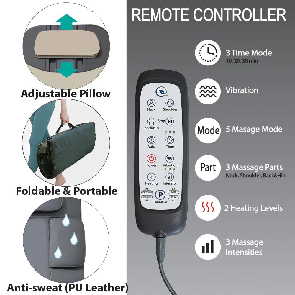 PHONECARE PHONECARE Full Body Stretching Massage Mat with Airbags. 3D Lumbar Traction - Neck, Back, Waist, Hip Relaxation & Pain Relief. Back Heating Massager Pad, Foldable & Portable.