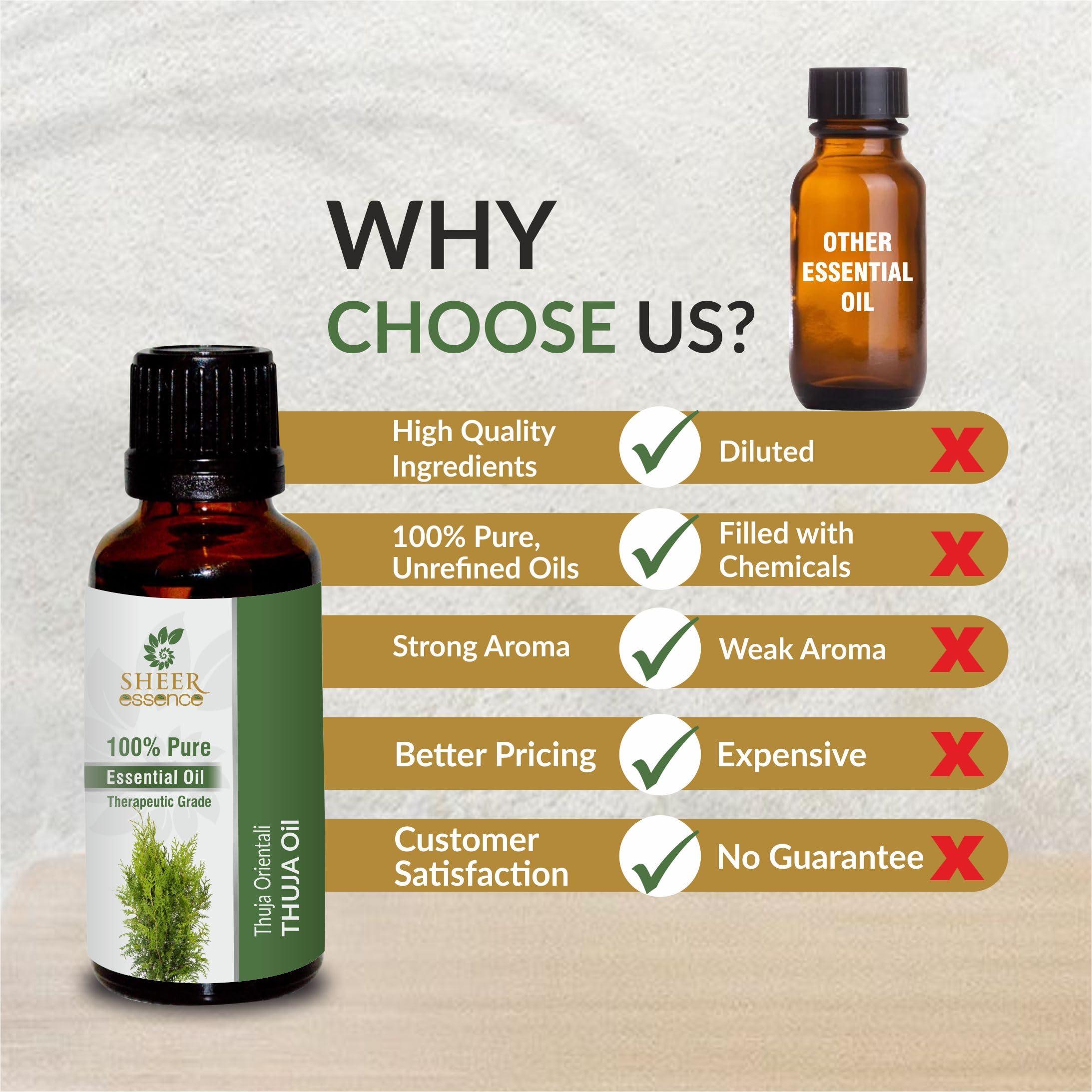 Sheer Essence Thuja Oil -(Thuja Orientali)- Essential Oil 100% Pure Natural Undiluted Uncut Therapeutic Grade Oil 1.01 Fl.OZ