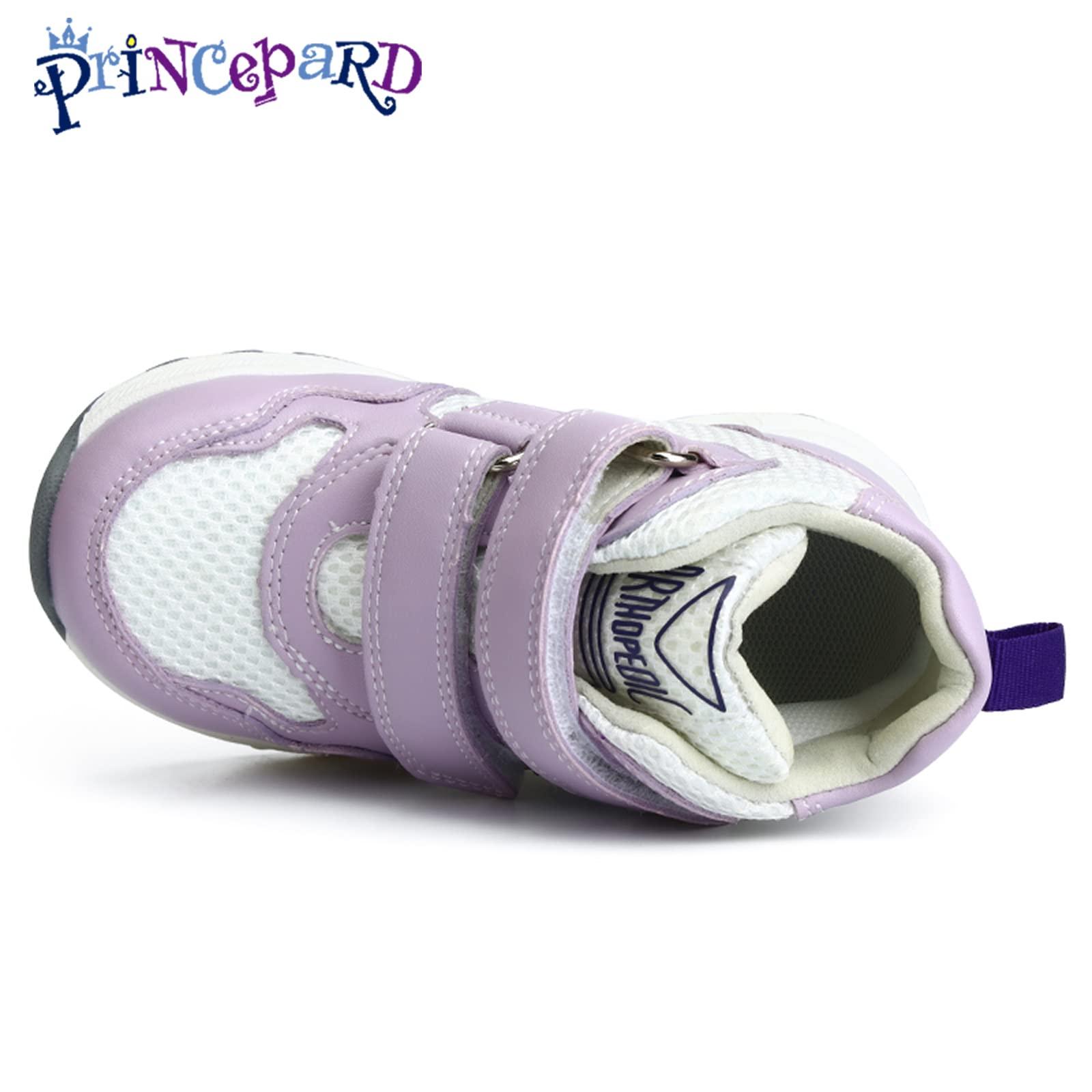 princepard Toddlers Orthopedic Corrective Sneakers for Kids with Arch & Ankle Support,Girls and Boys\'High Top Shoes for Flat Foot,Anti-Slip Soles Pink