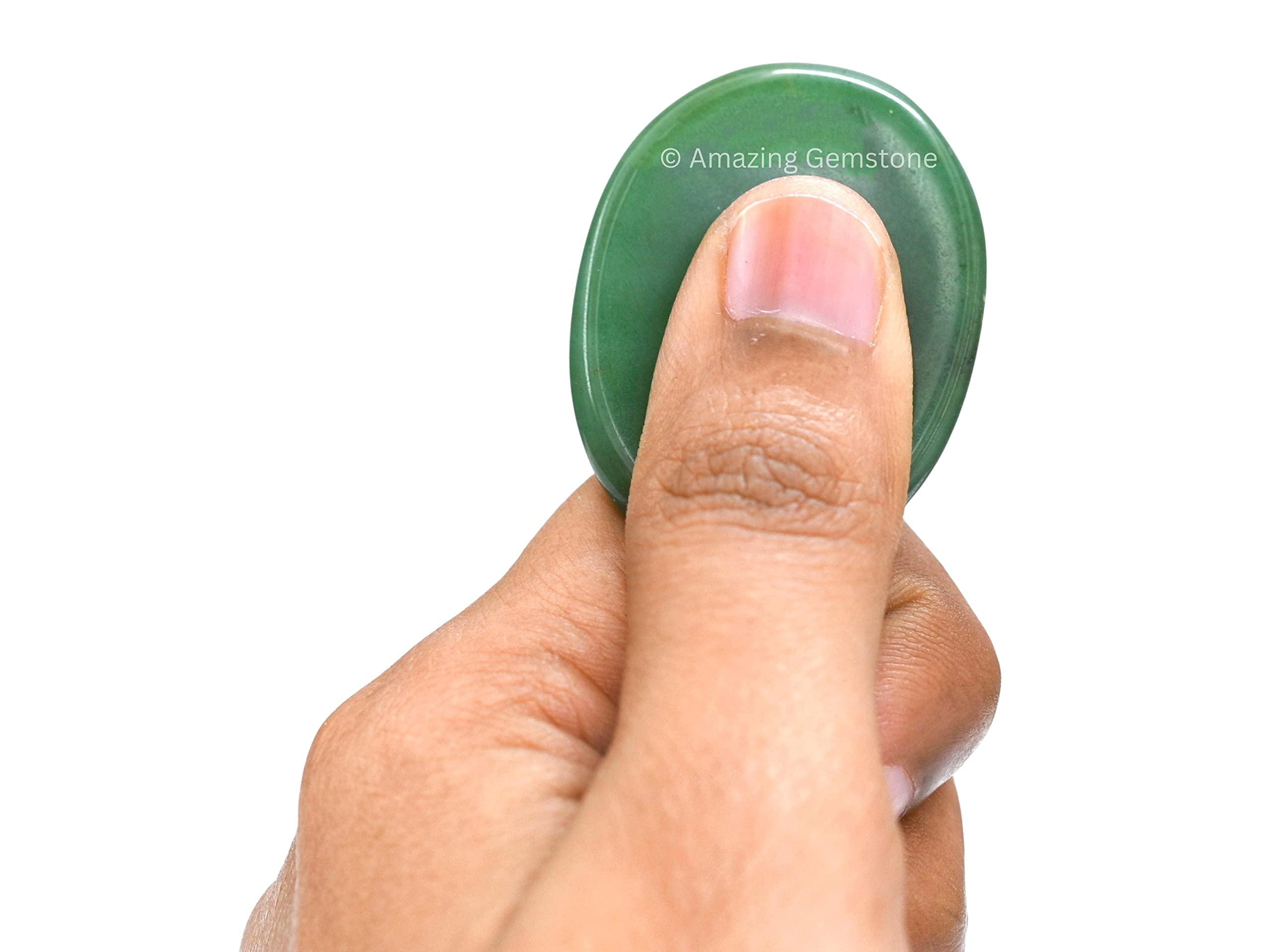 Amazing Gemstone Green Jade Aventurine Worry Stone Crystals and Healing Stones - Worry Stones for Stress Relief Gifts - Piedra Crystal Fidget for Meditation - Unique Stocking Stuffers and Birthday Gifts for Women, Men