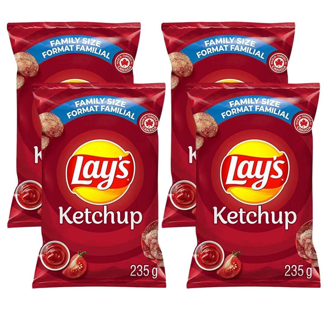 TRENDNSAVE Lay\'s Ketchup Potato Chips Family Bag; Canadian Chips; For Sharing; 235g/8.28oz (Pack of 4) Shipped from Canada