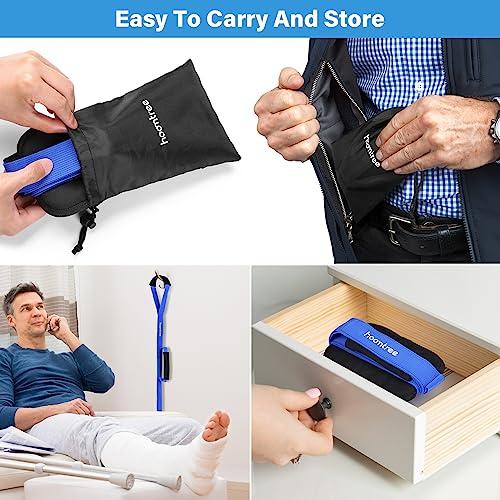 HOOMTREE 39 Inch Long Leg Lifter Strap with Padded Handgrips and Foot Loop,Rigid Leg Lifter Hip&Knee Replacement Surgery Recovery Kit,Mobility Aids Tool Foot Lifter Easily Get in and Out of Bed,Car,Wheelchair