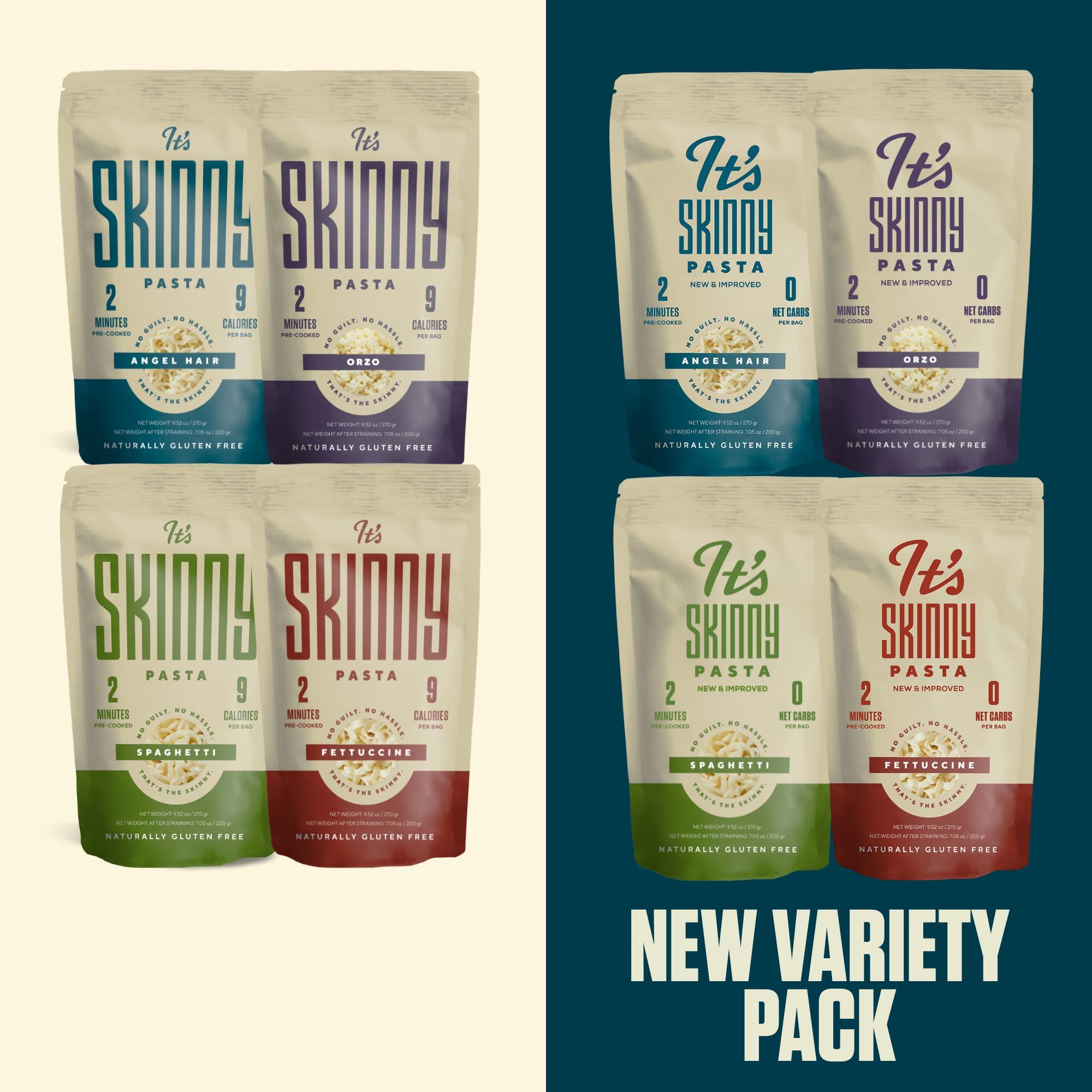 It's Skinny Its Skinny Pasta Variety Pack - Pre-cooked Low Carb Pasta, Konjac Shirataki Noodles, Gluten Free Pasta, Vegan and Keto-Friendly (24-pack)