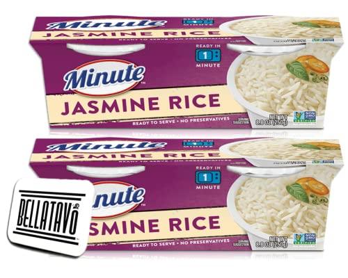 BELLATAVO Microwave Rice Bundle. Includes Two-8.8 Oz Packages of Minute Jasmine Rice in Ready To Serve Cups. Each Package has Two-4.4 Oz of Minute Rice Instant Rice Cups. Comes With a BELLATAVO Fridge Magnet!