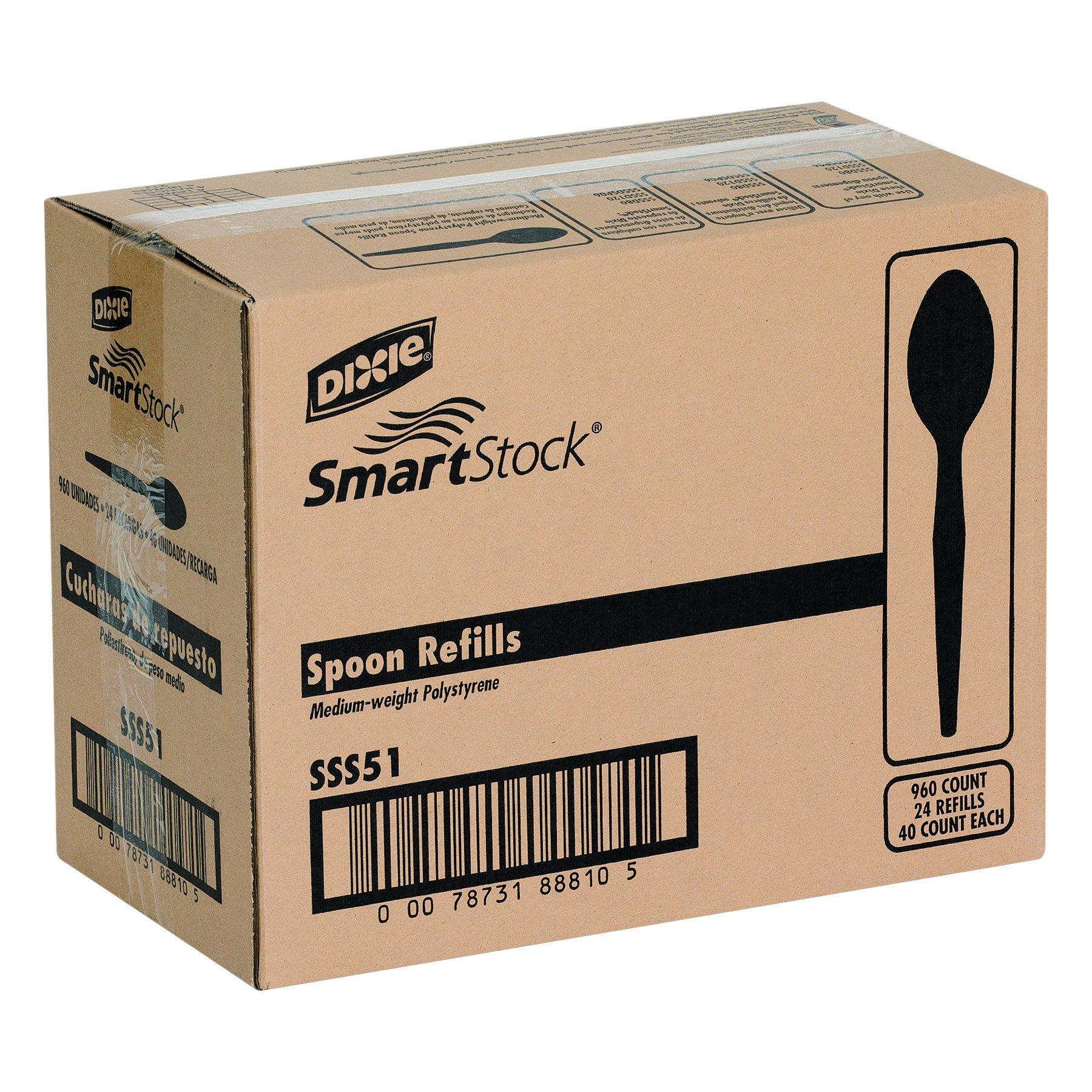 SmartStock Dixie SSS51 SmartStock Plastic Cutlery Refill, Spoons, Black, 40 Per Pack (Case of 24 Packs)