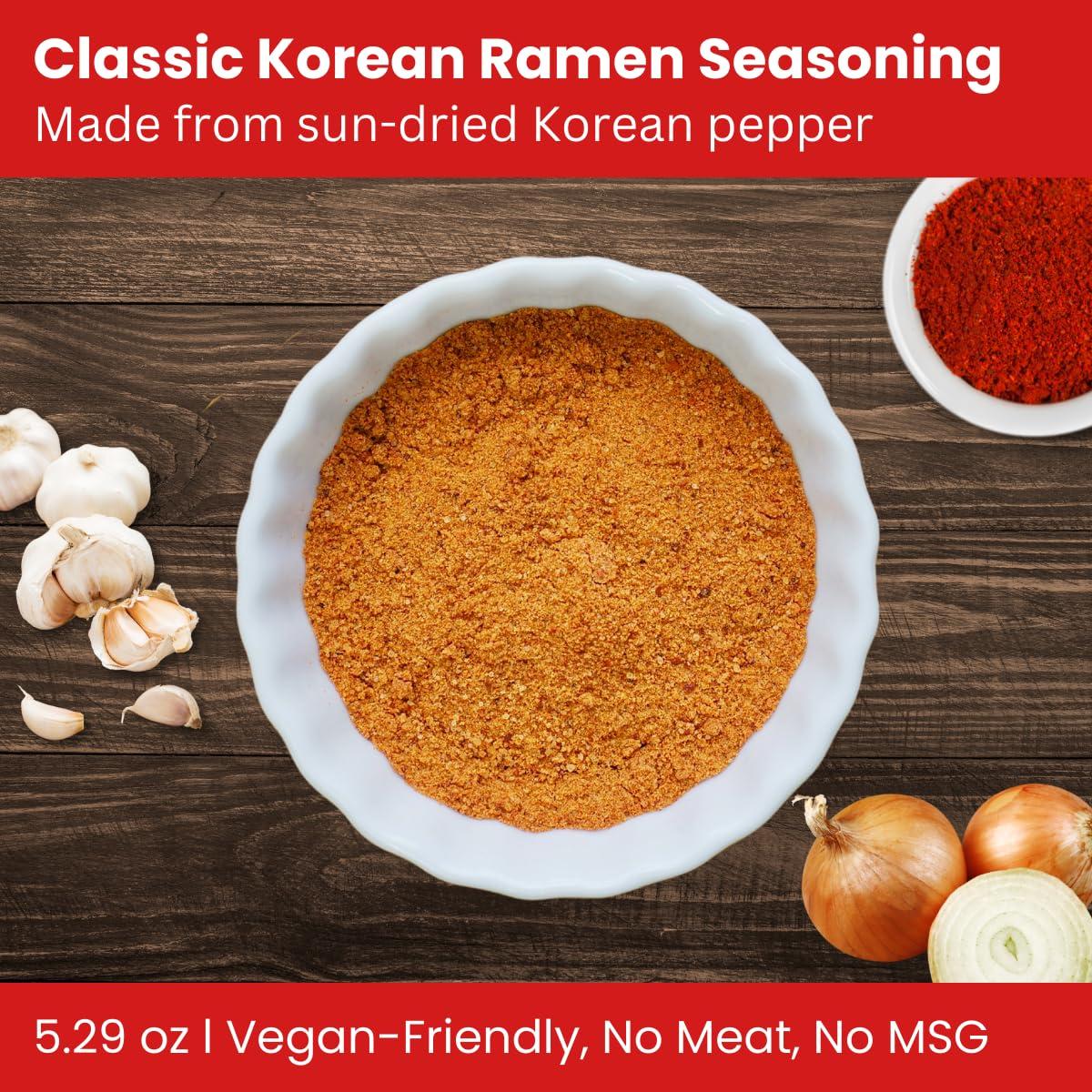 UNHA\'S ASIAN SNACK BOX Authentic Korean Ramen Soup Seasoning, Spicy Flavor Powder, Premium Instant Ramyun Broth, Vegan Friendly, Product of Korea, 5.29oz Pack (5.29 OZ, Spicy Ramen Flavor)