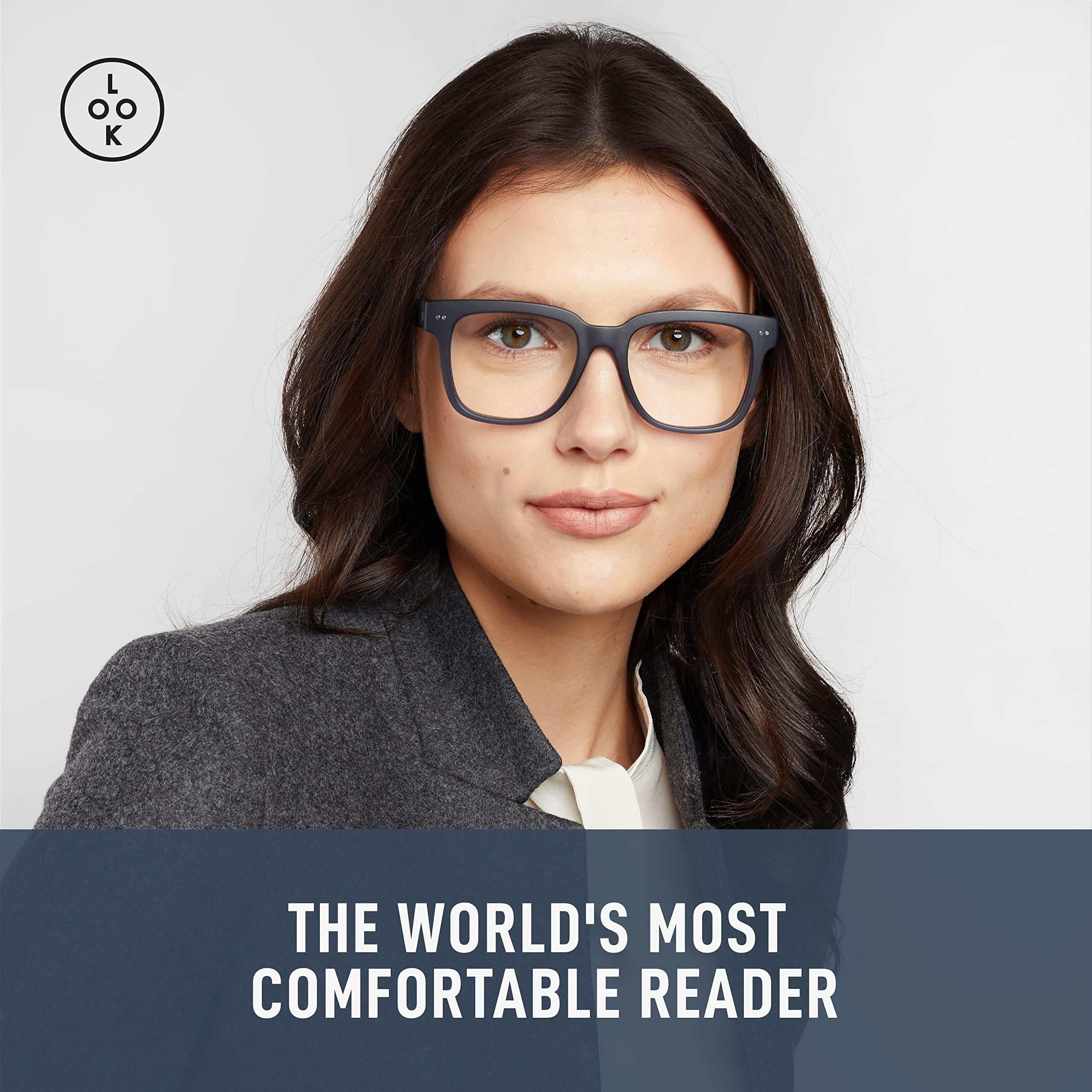 LOOK OPTIC LOOK OPTIC Laurel Reader - Stylish Unisex Ultra-lightweight Reading Glasses with Scratch-Resistant, Prescription-Quality (Full Magnification - Not Progressives) 1.00, Navy