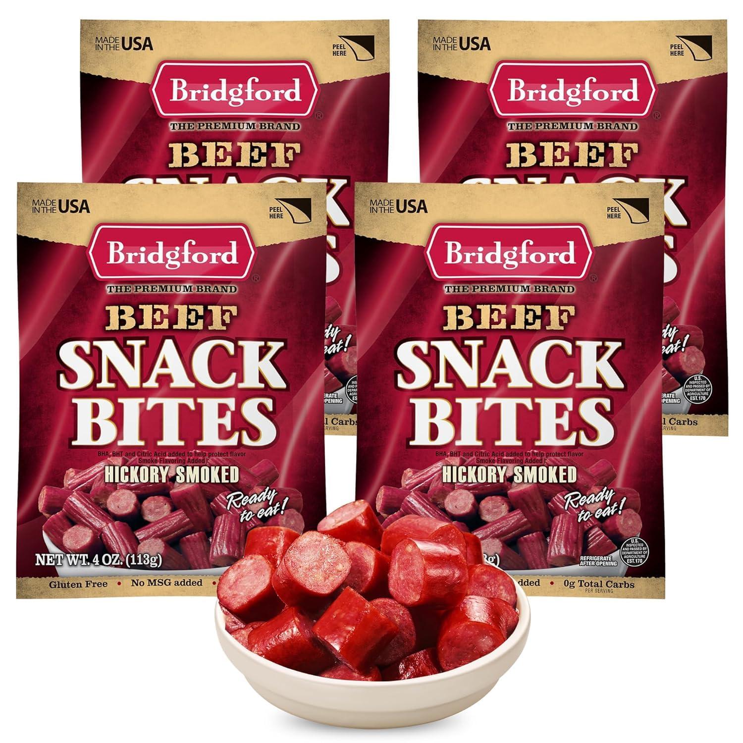 Bridgford Bridgford Beef Snack Bites 4 oz Pack of 4 - Ready-to-Eat Beef Snacks for On-the-Go Snacking - Gluten-Free Zero Carbs Meat Snacks for Adults - Keto Beef Snack Bites for Your Keto Diets