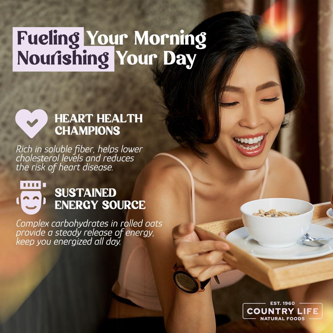 Country Life Natural Foods Regular Rolled Oats, Organic, Bulk, Oatmeal, Breakfast Food, Non-Gmo, High Fiber (50 Pounds)