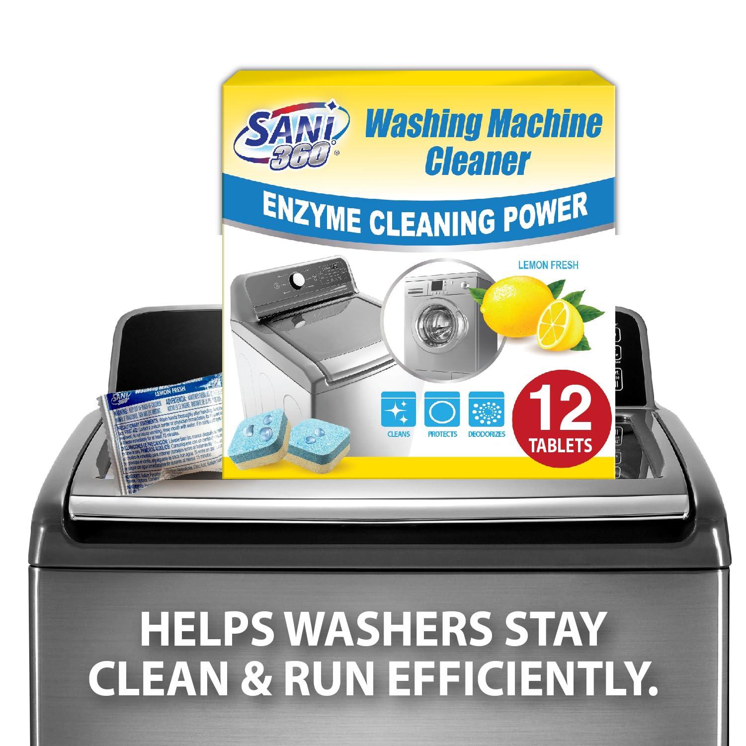 SANI 360 SANI 360 Washing Machine Cleaner, 12 Month Supply is Formulated with Enzyme, Deep Cleans and Deodorizes Front and Top Loading Washers