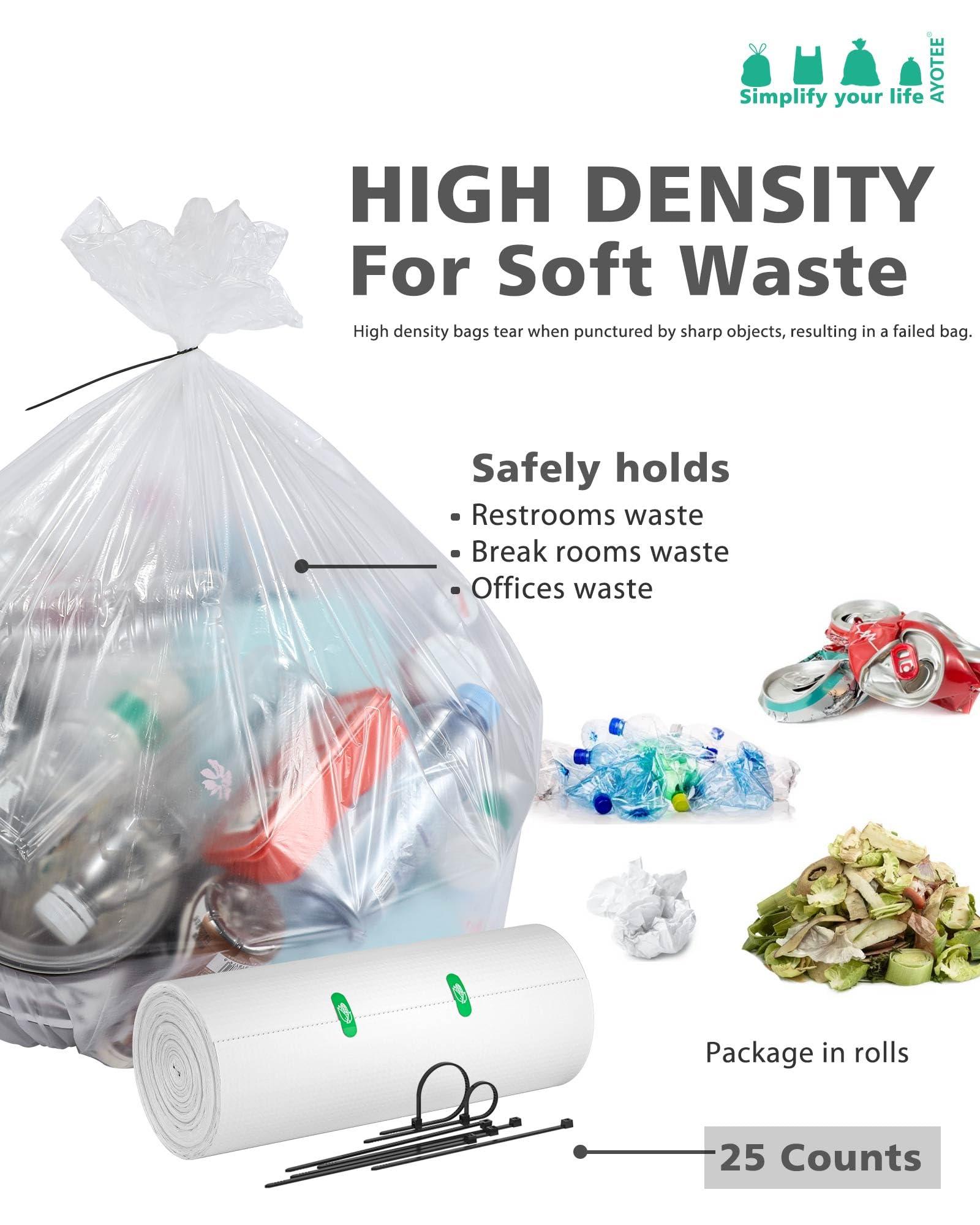 AYOTEE AYOTEE 23 Gallon Trash Bags with Zip Ties, Large Clear Trash Bags 20 Gallon, 50 Count Extra Large Garbage Bags Clear Garbage Bags for Home, Office, Recycling, Lawn and Leaf