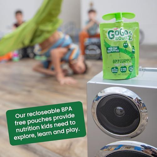 GoGo SqueeZ GoGo squeeZ Applesauce and Fruit Puree Variety Pack, Apple, Mango & Banana, 3.2 oz (Pack of 20), Unsweetened Fruit Snacks for Kids, Gluten Free, Nut Free and Dairy Free, BPA Free Pouches