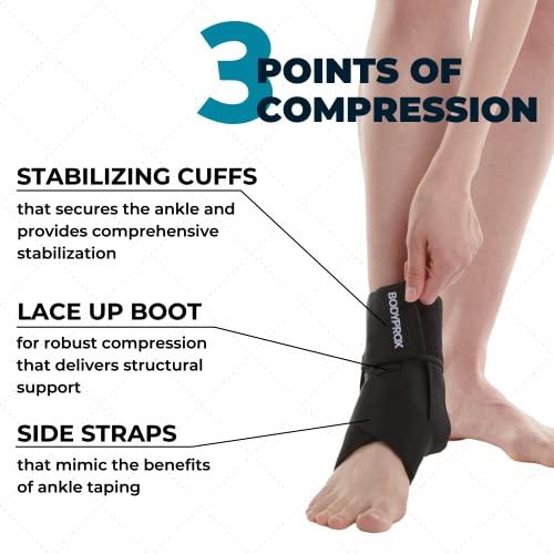 Bodyprox Ankle Brace for Women and Men, Lace Up Ankle Support Brace Stabilizer For Sprained Ankle (X-Small)