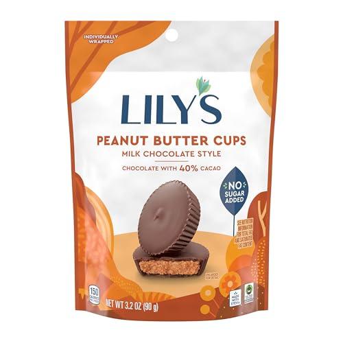 Lily's LILY\'S Milk Chocolate Style Peanut Butter Cups No Sugar Added, Sweets Bag, 3.2 oz