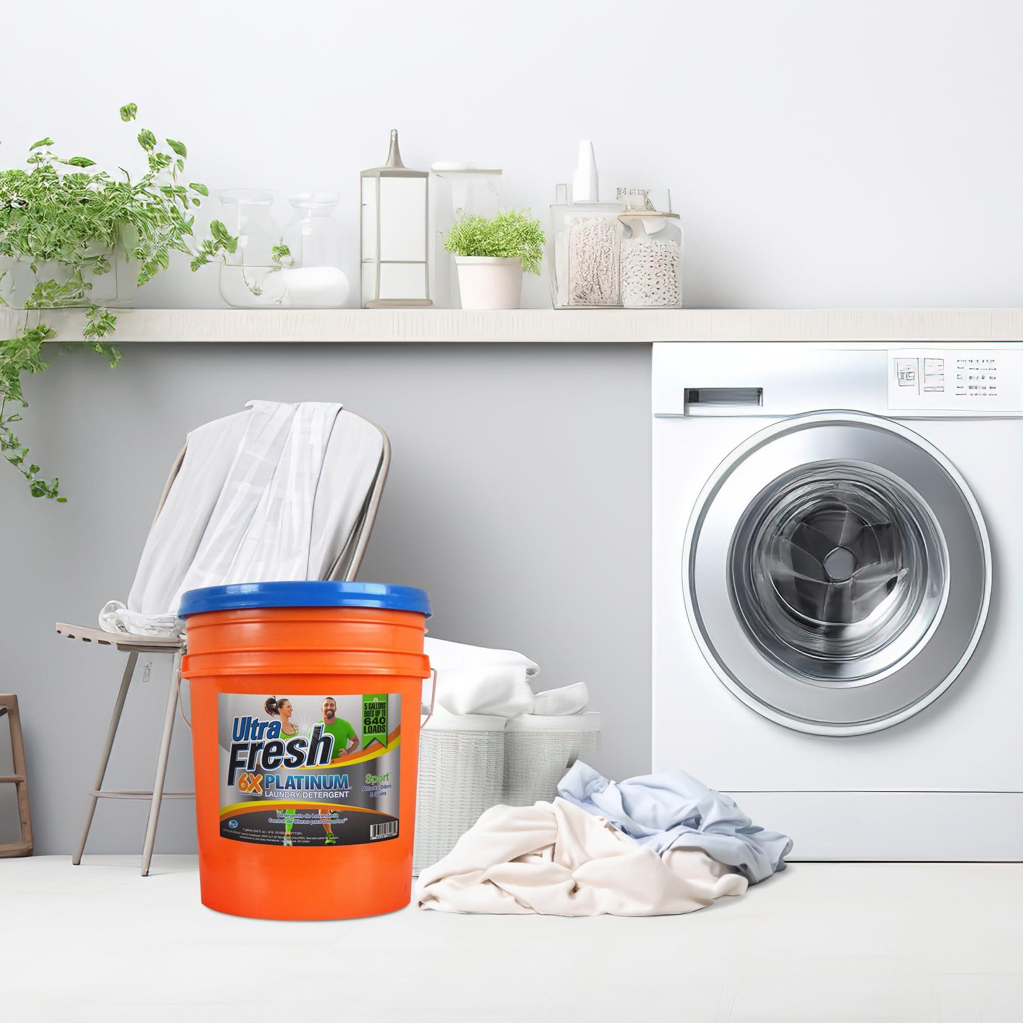 Ultra Fresh Ultra Fresh Platinum Sport 5 Gallon 6x Laundry Detergent Suitable for All Machine Type and Up to 640 Laundry Loads with Pump (3 Pack)