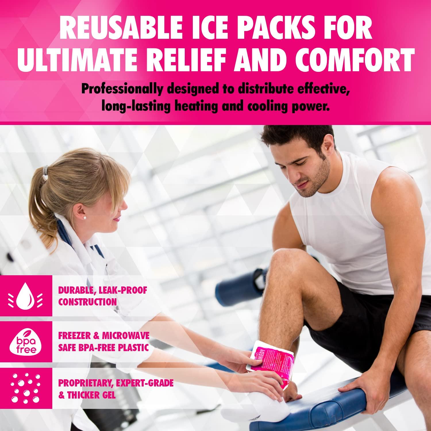 Perfect Remedy 2 Pack Reusable Ice Packs for Injuries Gel, Soothing Flexible Ice Packs for Injuries, Reusable Hot and Cold Pack for Pain Relief, Hot Water Bottles Alternative, Ice Packs Gel (Pink, Large)