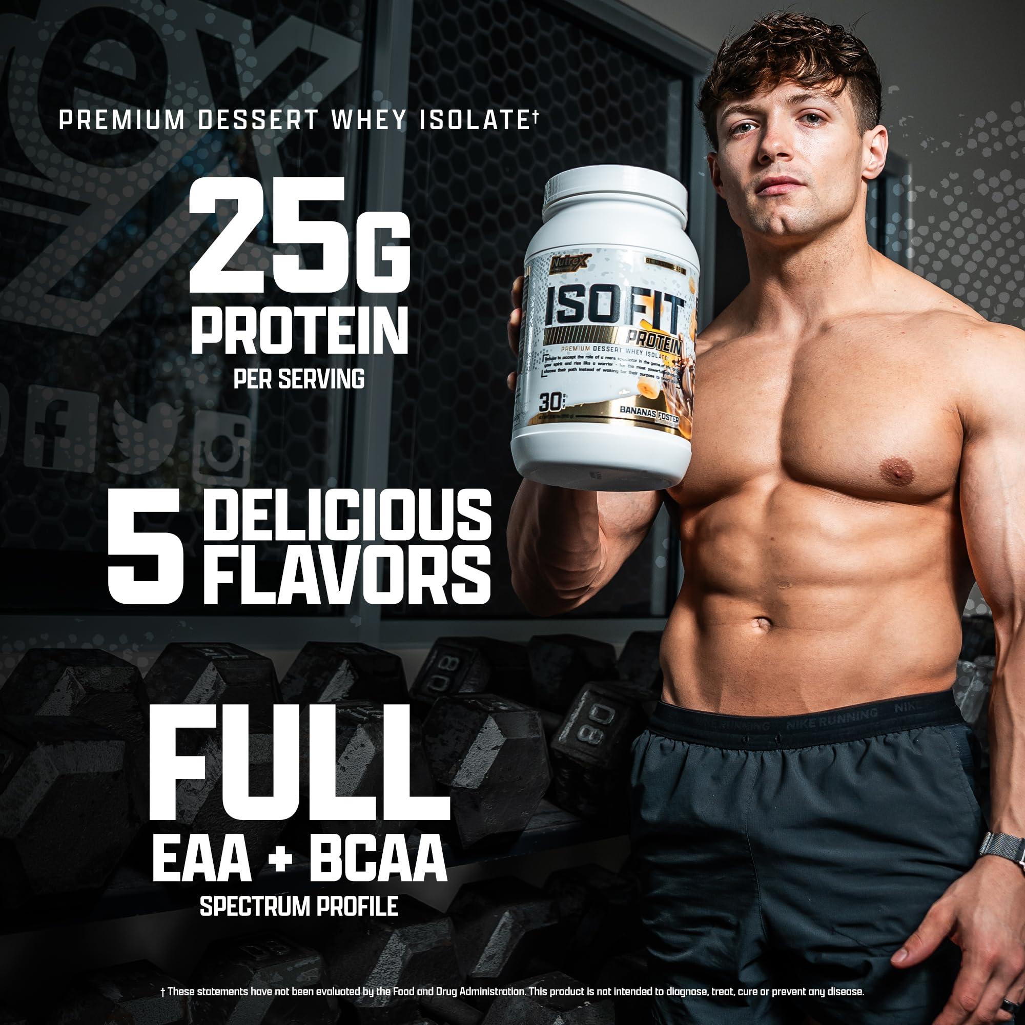 Nutrex Research Nutrex Research IsoFit Chocolate Whey Isolate Protein Powder 100% Whey Protein Isolate | Muscle Recovery, Naturally High EAAs | Fast Absorbing, Easy Digestion | (Chocolate Shake 2lbs 30 Servings)