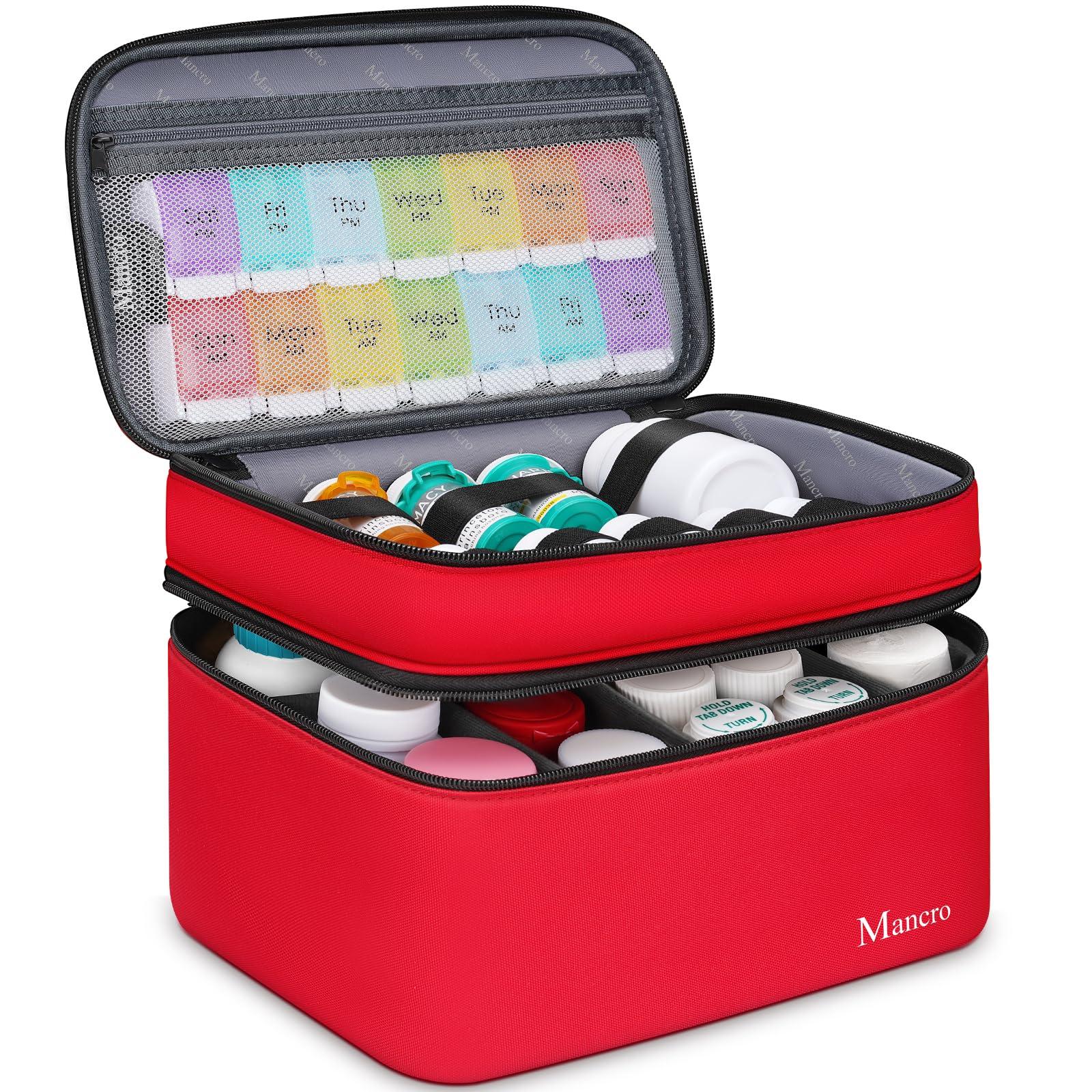 Mancro Mancro Dual Layers Medicine Organizer Bag, Pill Bottle Organizer Storage with Lockable Zipper, Medication Travel Bag for Pills, Vitamins, Medical Supplies for Home Storage, Travel