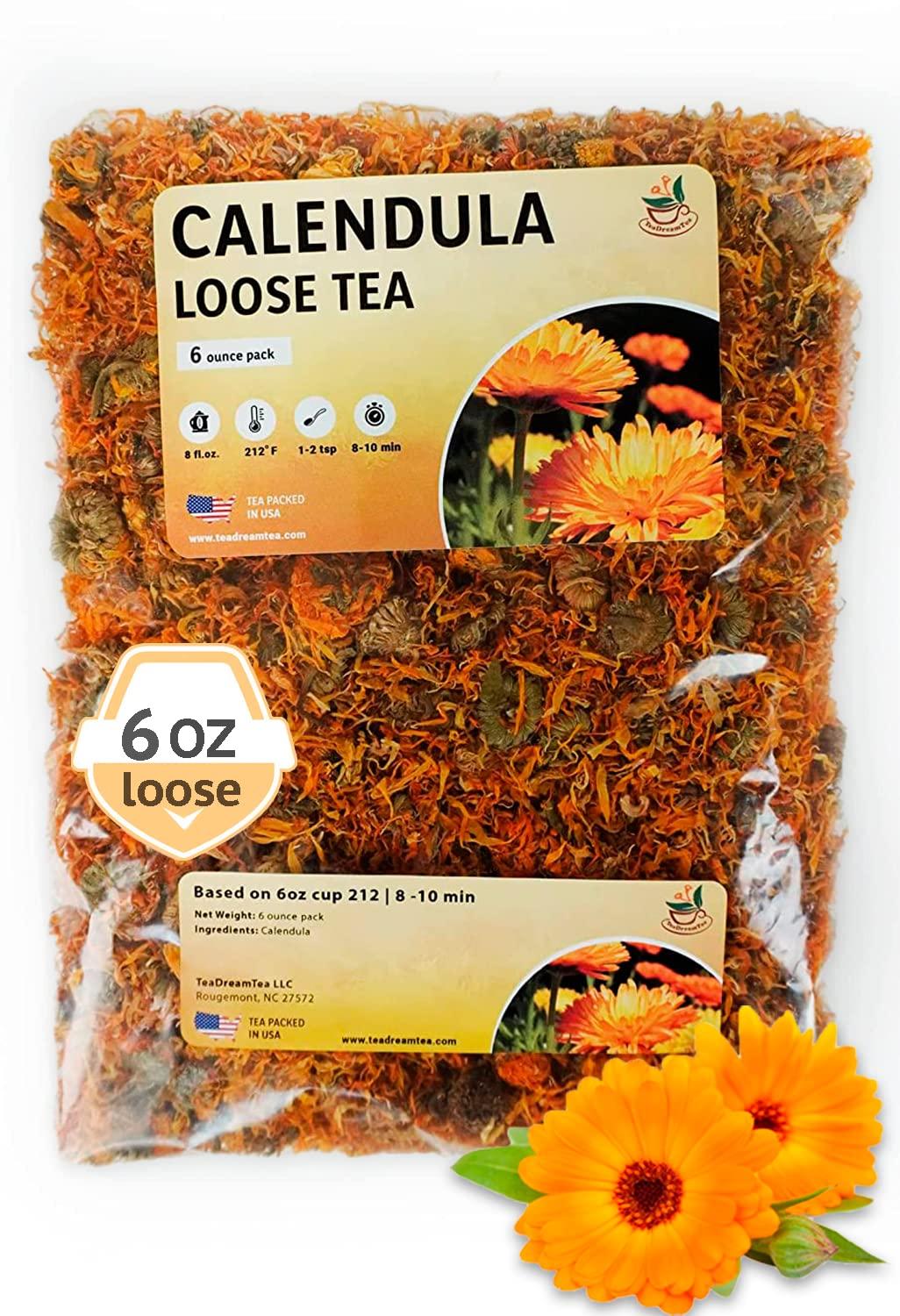 TeaDreamTea Calendula Tea Marigold Dried Flowers – 6 oz Calendula Flower - Marigold Tea – Calendula Tea Bulk - Calendula Flowers Tea - Caffeine Free - Whole Flowers - Marigold Flower Tea - Marigold Herbs