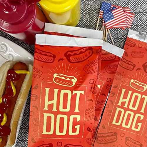Outside the Box Papers Printed Foil Hot Dog Bags - 50 Pack - Silver Red by Outside the Box Papers