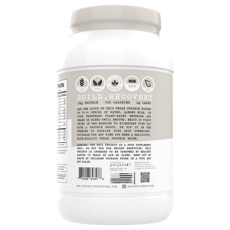 Project #1 Premium Vegan Protein Powder - Plant-Based, Protein per Serving, Gluten-Free, Soy-Free, Sweetened with Stevia (Salted Caramel) | Vegan | Organic Protein Powder