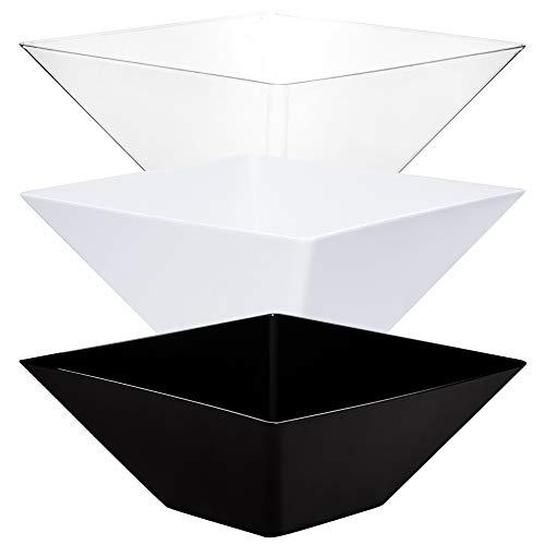 PLASTICPRO PLASTICPRO Disposable Square Plastic Medium White Serving Bowls Extra Heavy Duty for Party's Snack or Salad Bowl, Elegant Pack of 4