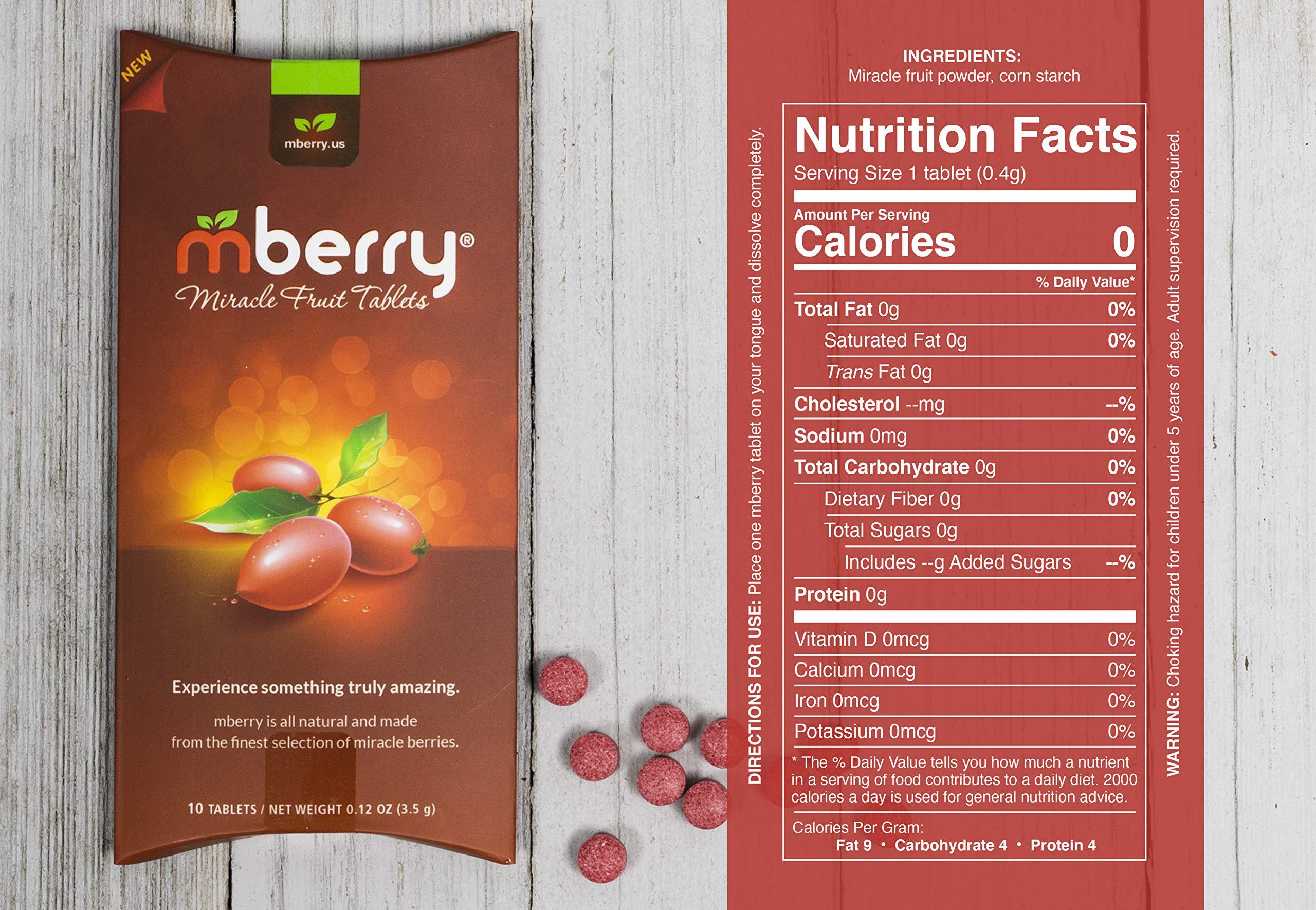 mberry mberry Miracle Berry Tablets, Miracle Fruit Snacks, 10 Count, .12 Ounce, Pack of 1