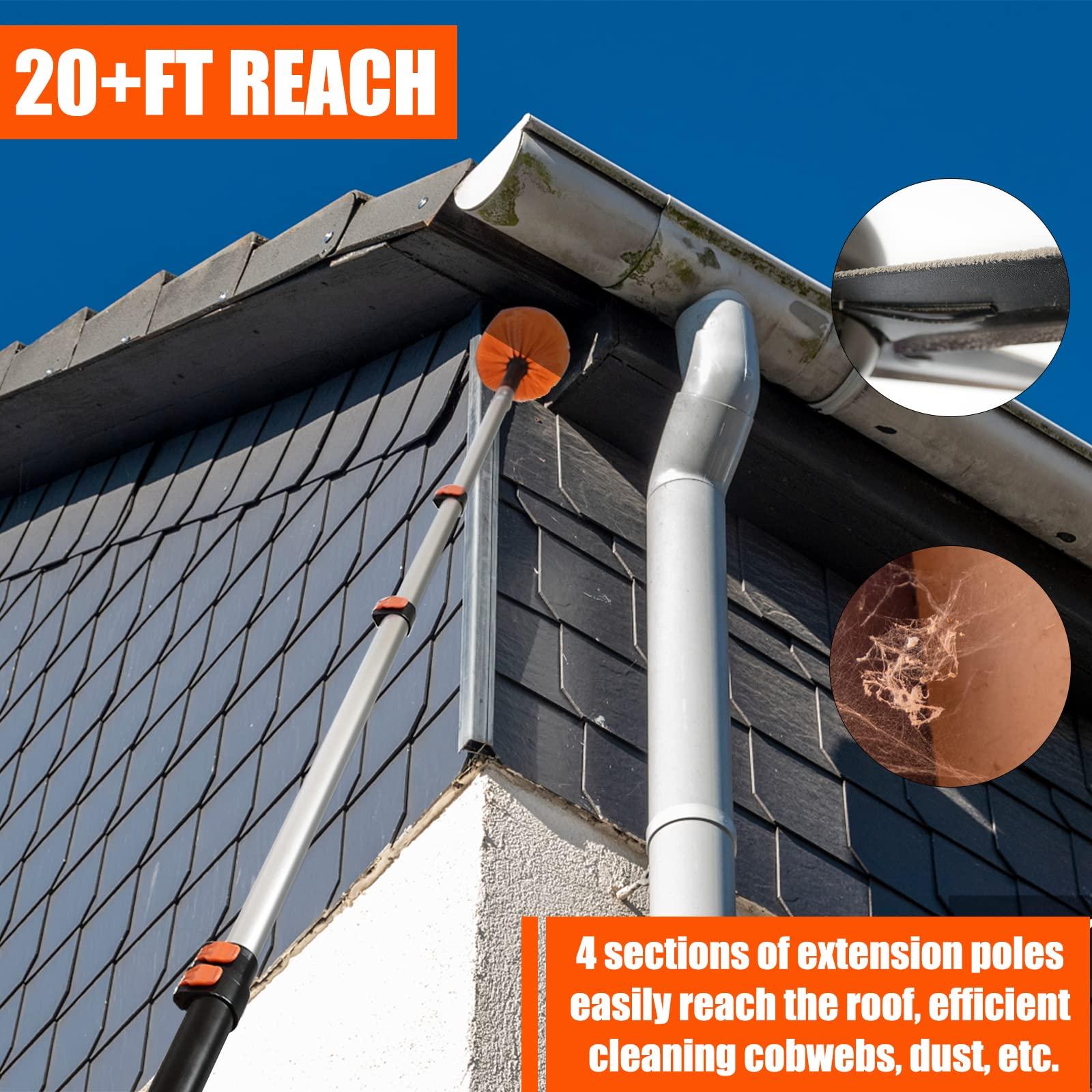 Buyplus Buyplus 26FT Reach Cobweb Duster, Outdoor Spider Web Cleaner Brush with Professional 5-20FT Extension Pole, Non-Shedding Fluffy Bristles, Suitable for Ceiling and Corner Dusters for Indoor and Outdoor