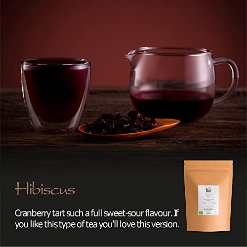 Valley of Tea Hibiscus Organic Flowers Herbal Tea - Lemon Tart & Berry Rich - Classic Sweet Sour Rose Mallow - Hibiscus Flowers Hibiscus Tea Dry Hibiscus Flower Organic Hibiscus Flowers Hibiscus Flower Tea 100g