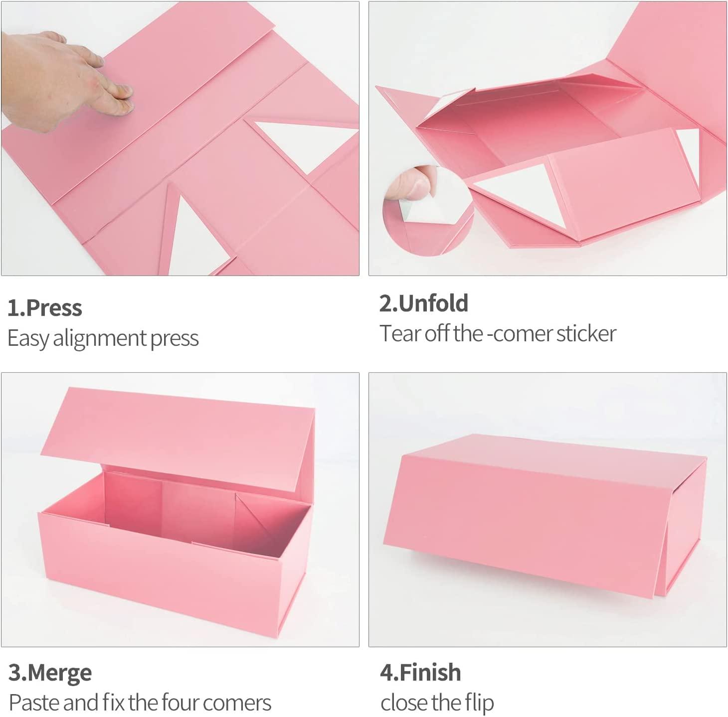 ROSTELACK Pink Gift Box 10\" x 6\" x 3\" with Magnetic Closure Lid Gift Box for Presents,Bridesmaid Gifts Box,Cute Box,Birthday Gift box,Luxury for Gift Packaging, Magnetic Gift Box for Wrapping Gifts (Pink)