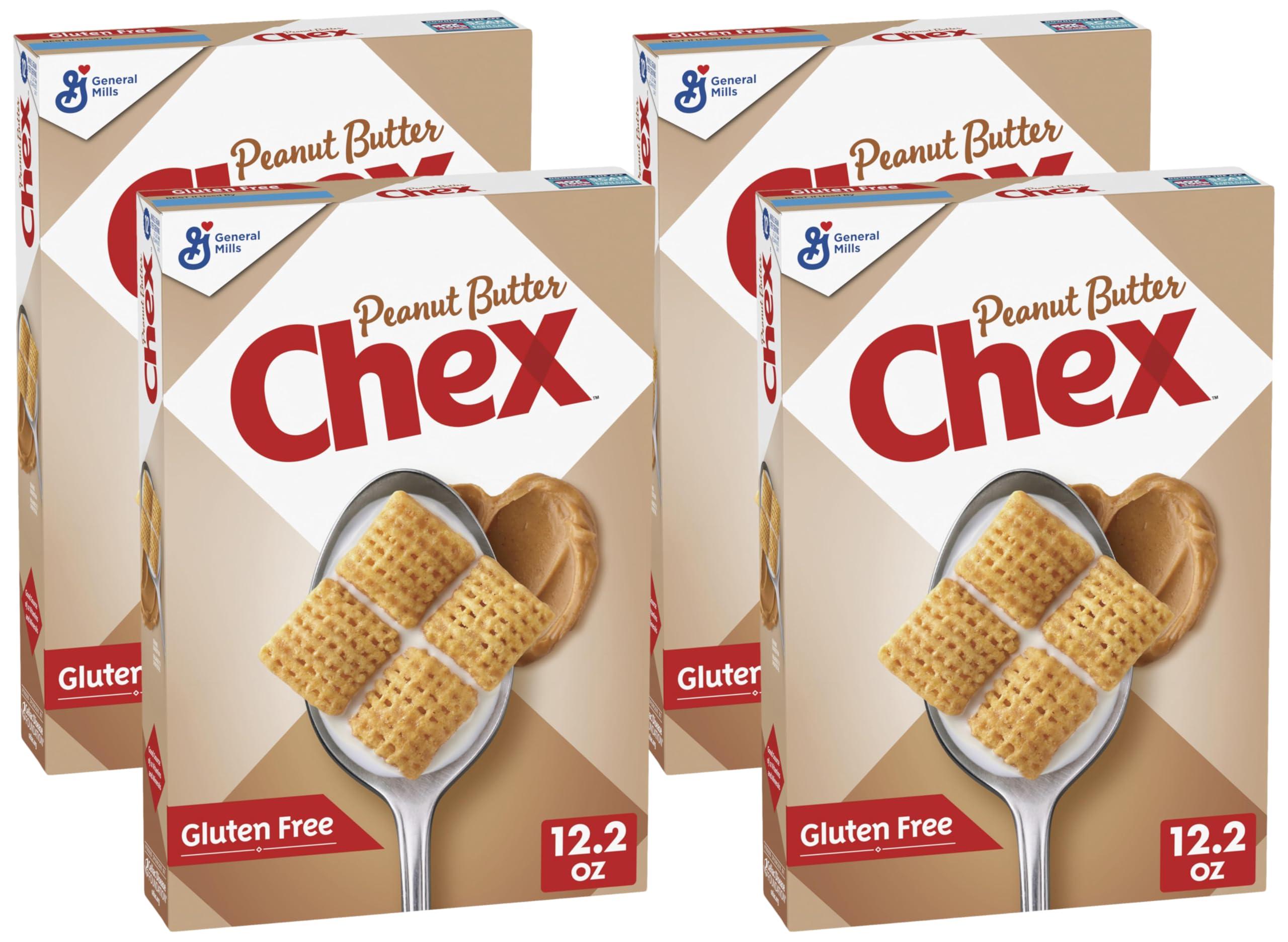 General Mills General Mills Peanut Butter Chex Cereal, Gluten Free Breakfast Cereal, Made with Whole Grain, 12.2 OZ (Pack of 4)