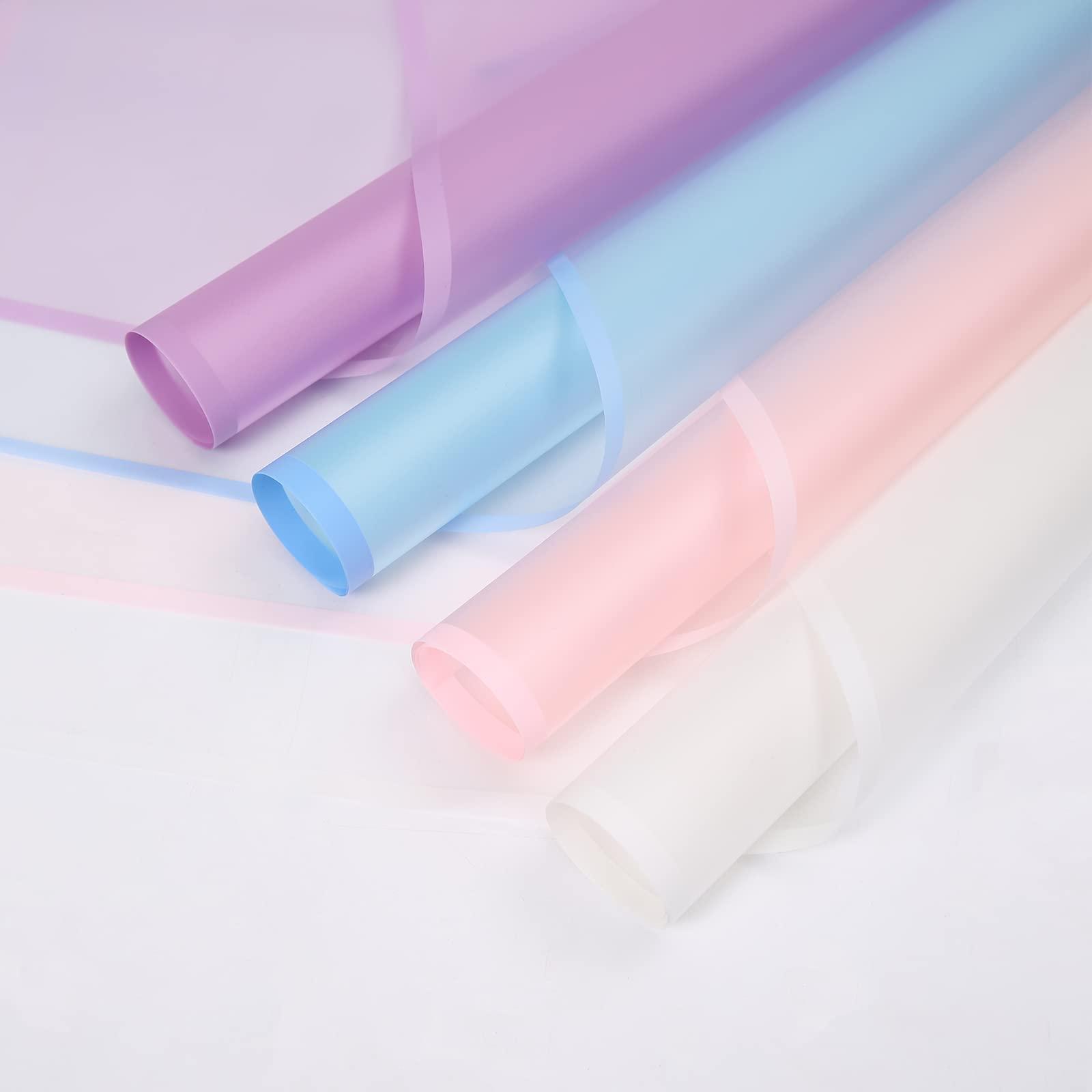 HYSSINOWRAP HYSSINOWRAP 40 sheets 4 colors .flower wrapping paper Flower packaging bouquet wrappingpaper.including ribbon, 22.8 * 22.8 inches (LIGHT MIX)