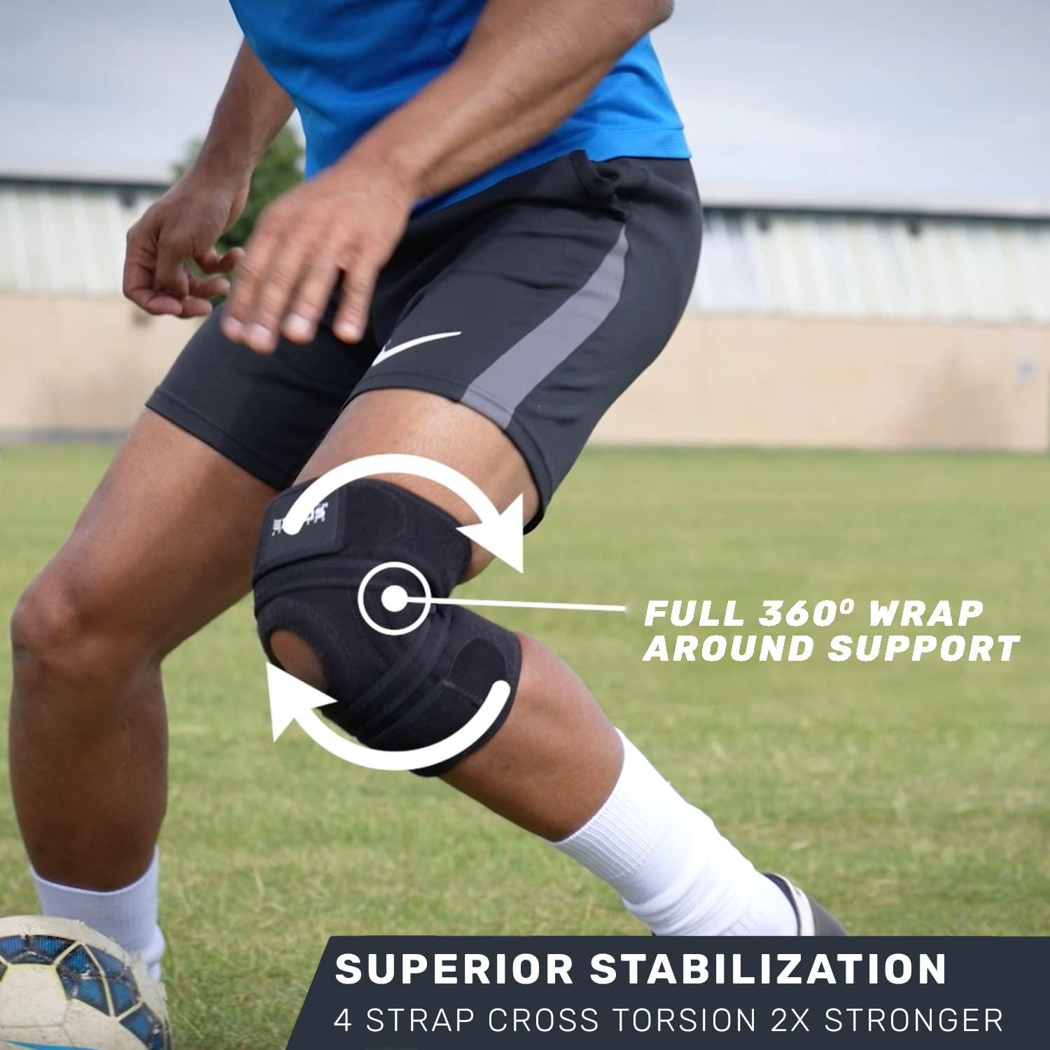 EXOUS BODYGEAR EXOUS BODYGEAR Knee Brace Meniscus Tear Support For Arthritis Acl, Mcl Pain Patented 4-way Adjustable Wraparound Strap Dual Side Stabilizer For Patella Stability Size [medium]