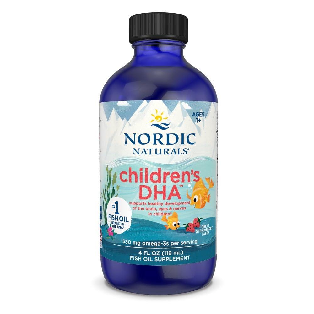 Nordic Naturals Nordic Naturals Childrens DHA, Strawberry - 4 oz for Kids- 530 mg Omega-3 with EPA & DHA - Brain Development & Function - Non-GMO - 48 Servings