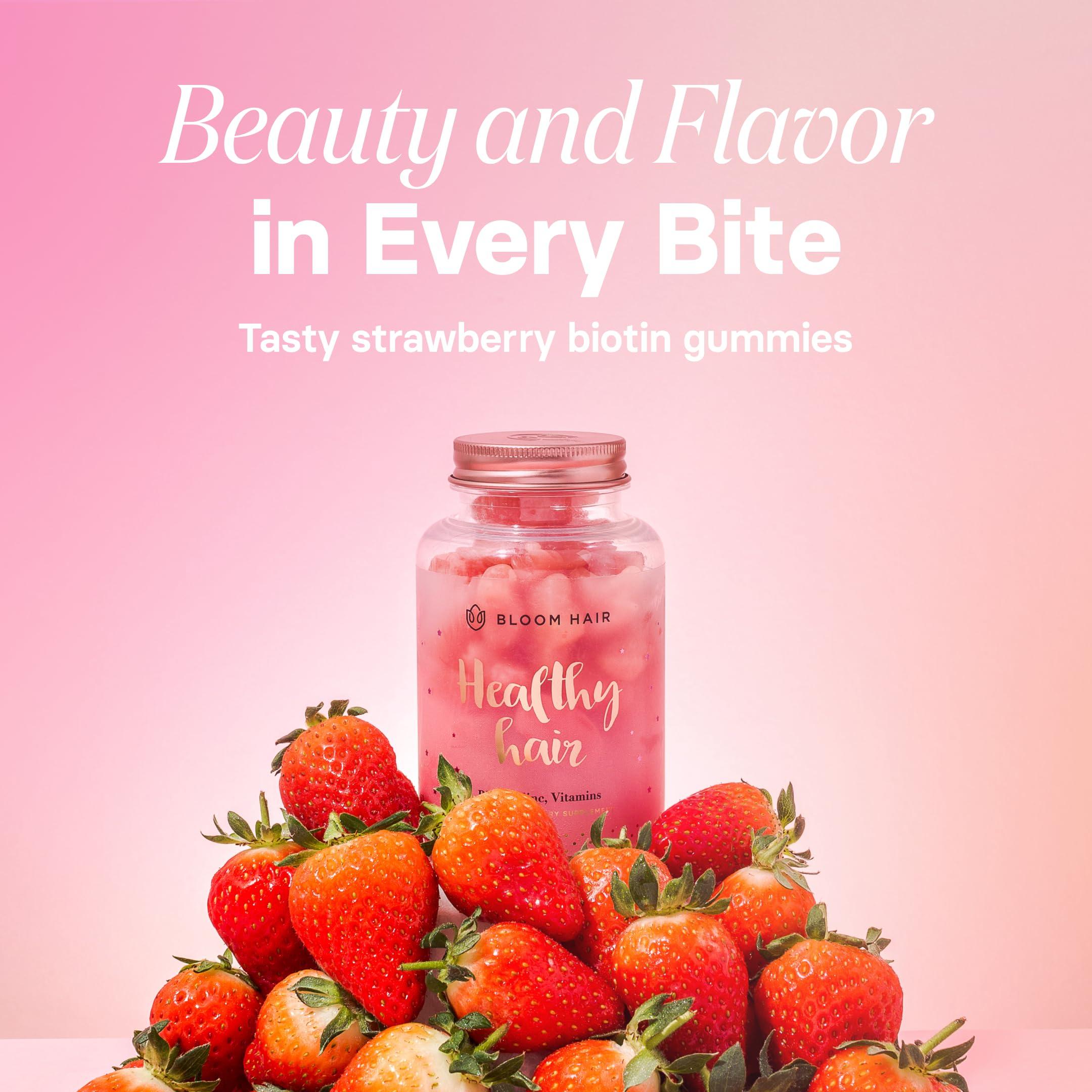 Bloom Hair Bloom Hair Gummies Hair Vitamins for Faster Hair Growth - Hair Skin and Nails Vitamins & Biotin Vitamins for Rapid Hair Growth - Hair Growth Supplement for Women & Biotin Gummies for Hair Growth