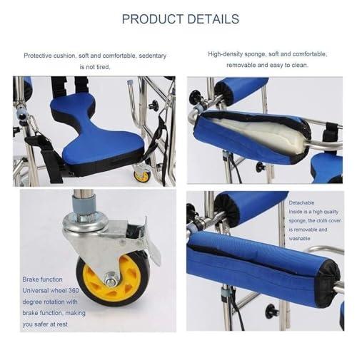 AMydio Standing Walker Medical Walker Standard Mobility Walking Aid with Seat and Wheels Adult 360 Rollator Steel Walking Frame Height Adjustable for Elderly Seniors 250 Kg Capacity