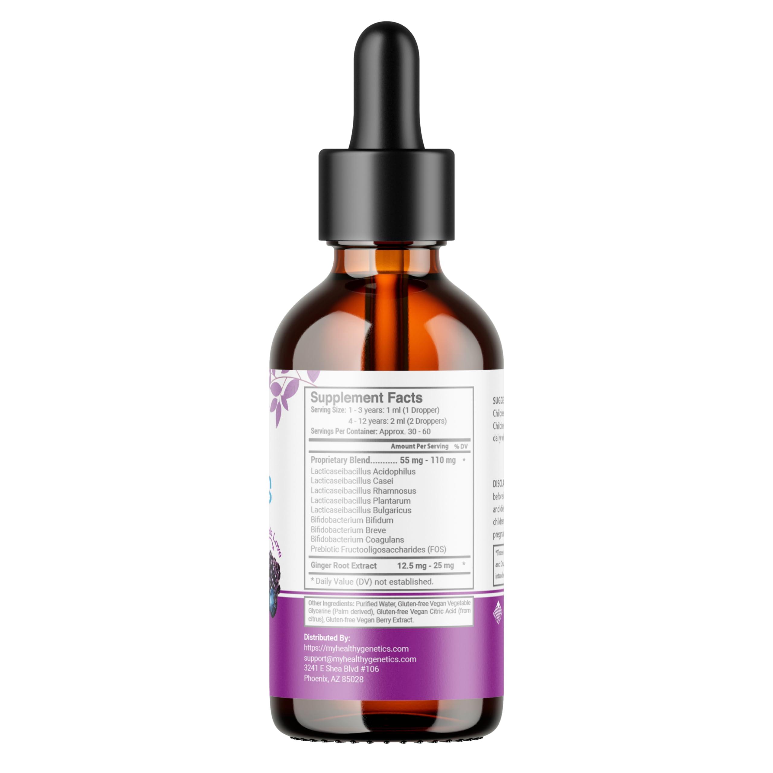 Healthy Genetics Healthy Genetics Liquid Probiotics for Kids & Toddlers | + Prebiotic + Ginger Root | Acidophilus Probiotic | Dairy Free | Vegan | Non-GMO | Gluten Free | 30-60 Servings
