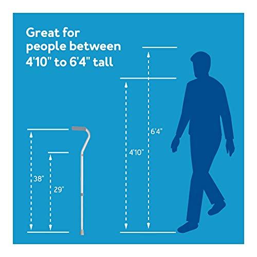 Carex Carex Offset Walking Cane with Balance Premium Lightweight Aluminum Cane with Cane Handle and Adjustable Height Supports up to 250 lb, for Women and Men, Silver, 0.8 Pounds