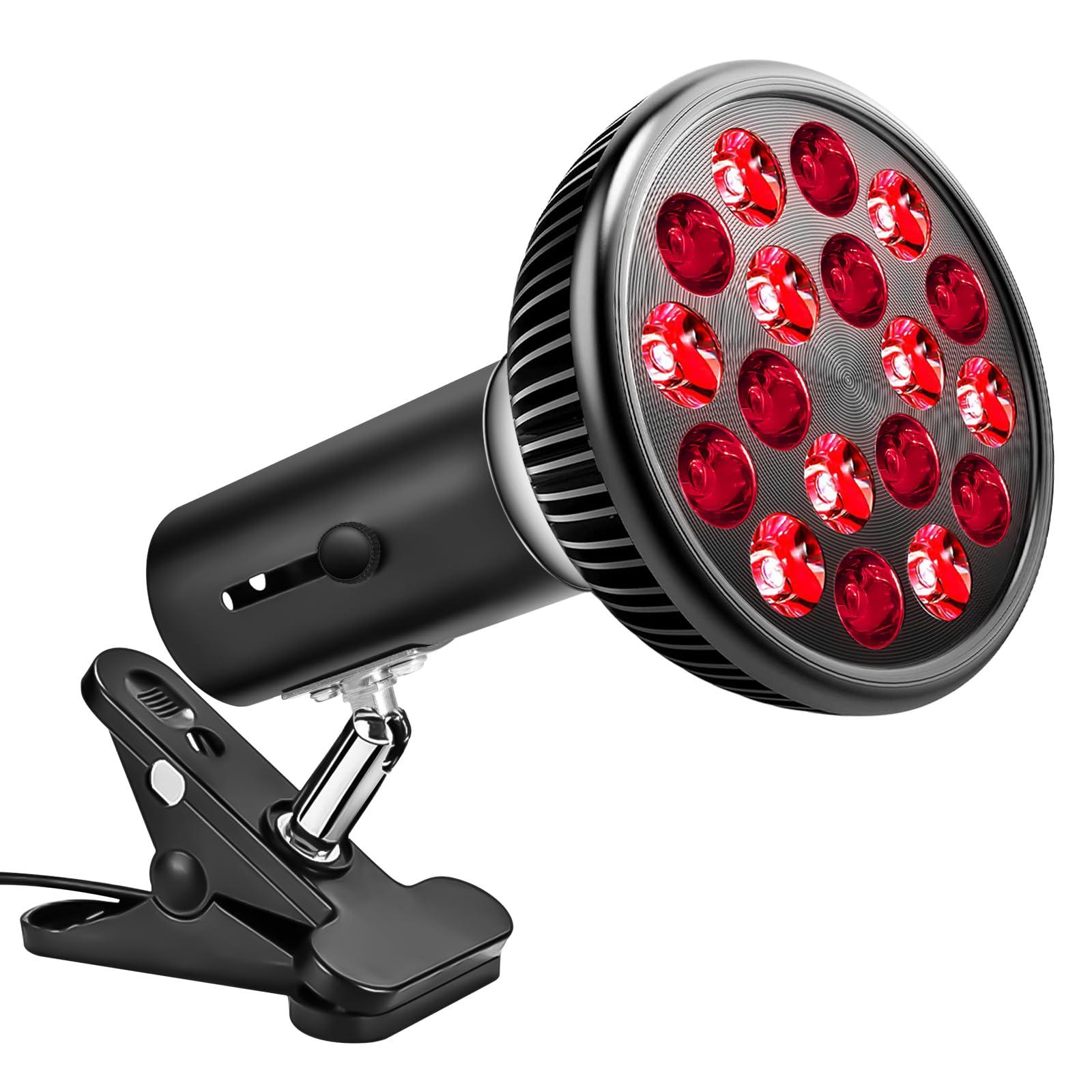 Aumtrly Aumtrly Red Light Therapy with Clip, Infrared Light Therapy Lamp for Body and Face Use, 660nm Red and 850nm Near Infrared Red Light Therapy Lamp, Red Light Therapy Device with Adjustable Socket