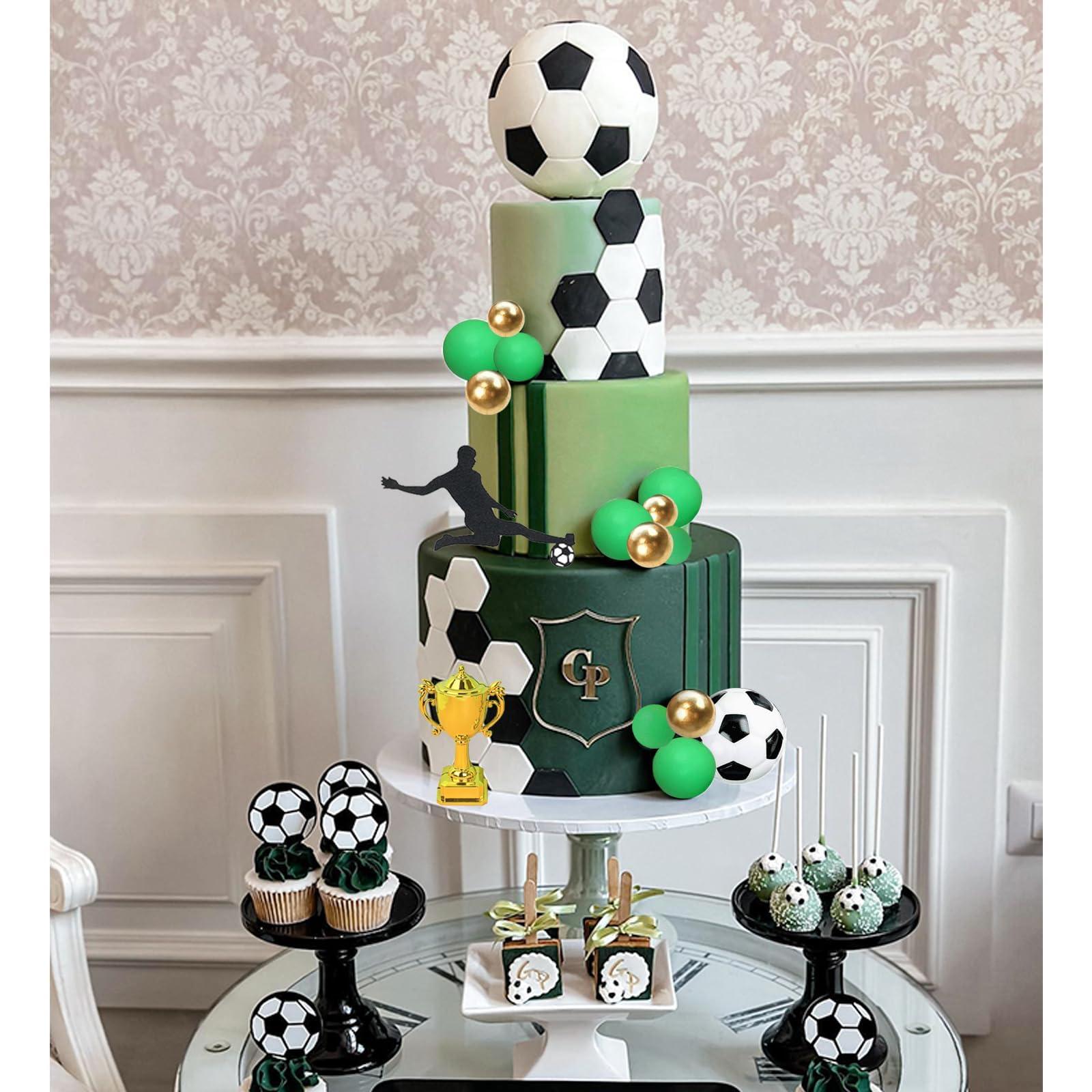 RASSLISA 36 PCS Soccer Cake Toppers Football Cake Decorations for Soccer Theme Party Football Theme Party Sport Party Supplies