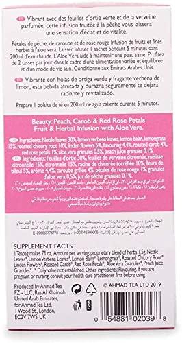 Ahmad Tea Ahmad Tea Herbal Tea, Peach, Carob, and Rose Petals \'Beauty\' Natural Benefits Teabags, 20 ct (Pack of 1) - Decaffeinated & Sugar-Free