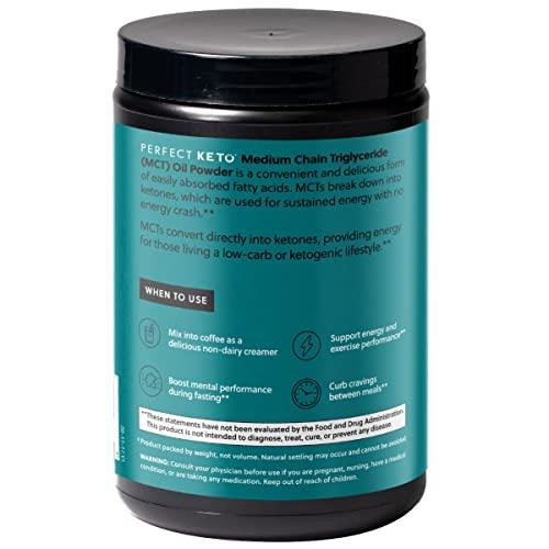 Perfect Keto Perfect Keto 7g MCT Oil Powder, Medium Chain Triglycerides Supplement, Non Dairy Coffee Creamer for Keto Diet, Ketogenic MCT Oil Mix for Coffee, Smoothie, Protein Shakes, Salted Caramel, 30 Servings