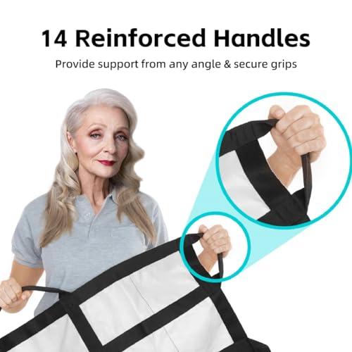 CRAZY ROSA CRAZY ROSA Positioning Bed Pad with 14 Handles, 77x 39\" 600lbs Load-Bearing Patient Transfer Sheet for Lifting & Turning, Elderly Bedridden Patients Transfer Blanket