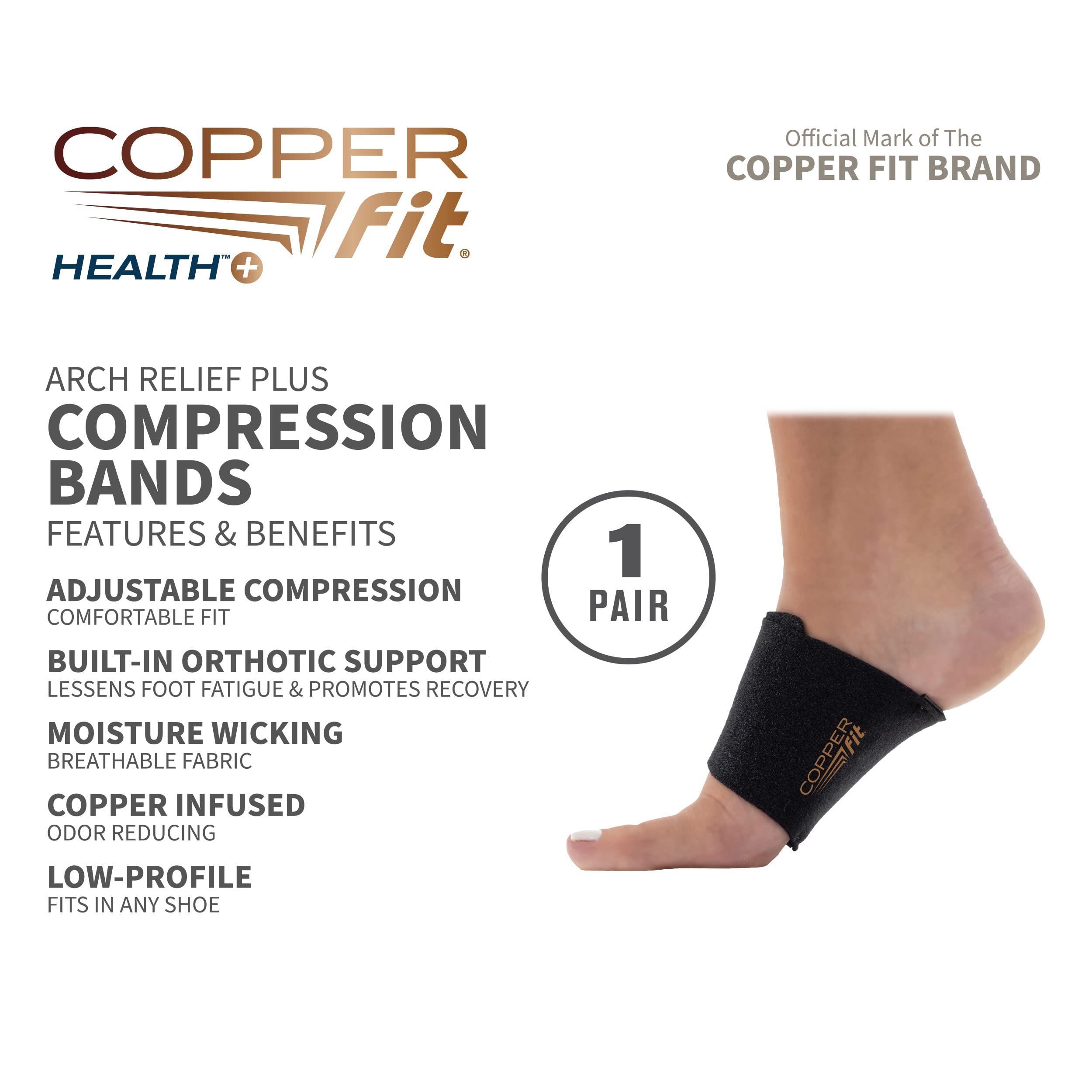 Copper Fit Copper Fit CFACBP Health Unisex Arch Relief Plus with Built-In Orthotic Support, Black